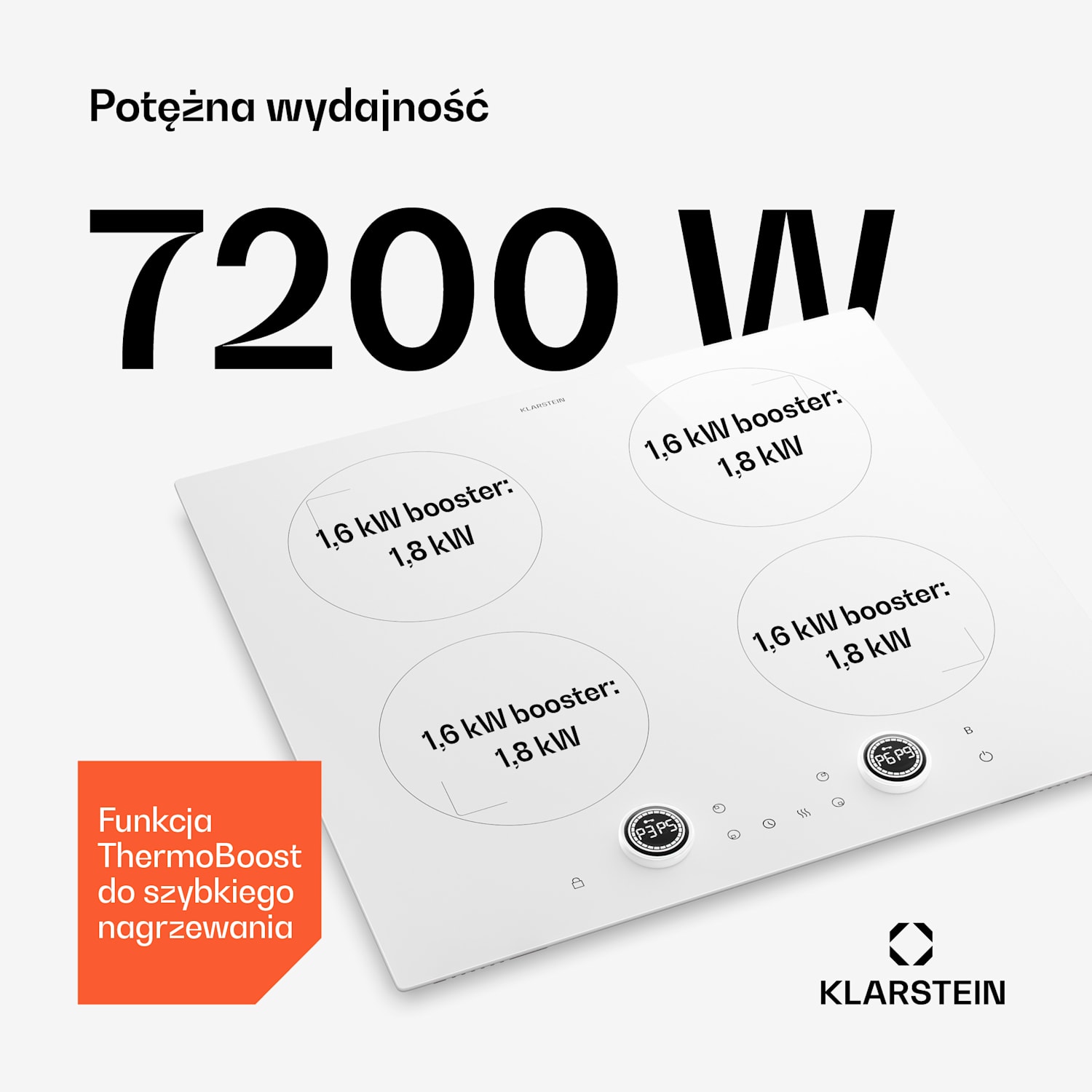 Płyta indukcyjna Neotouch | Nowoczesna & wydajna | 4 strefy grzewcze | 9 poziomów mocy | 7200 W | 60 cm Biały