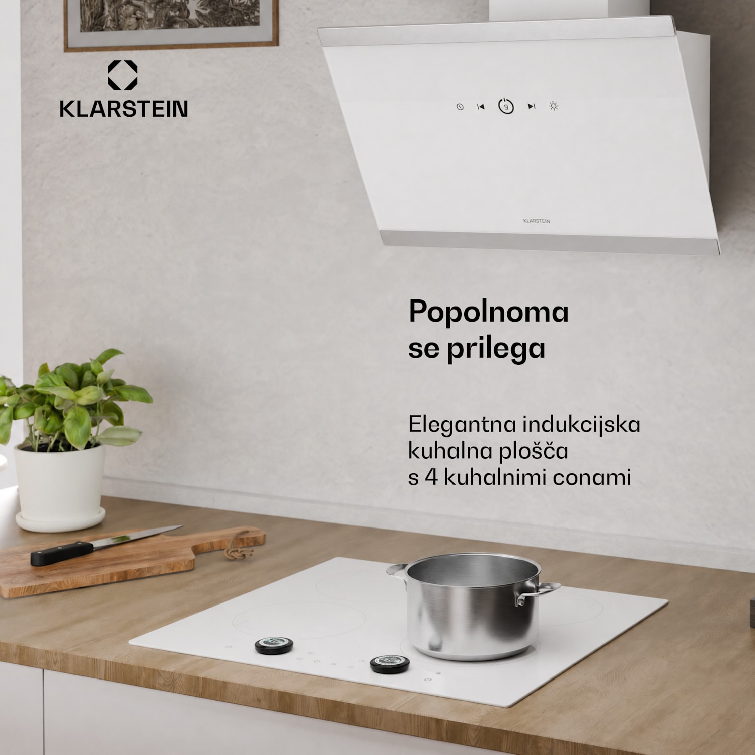 Indukcijska kuhalna plošča Neotouch | Moderna in zmogljiva | 4 kuhalne cone | 9 nivojev | 7200 W | 60 cm Bela