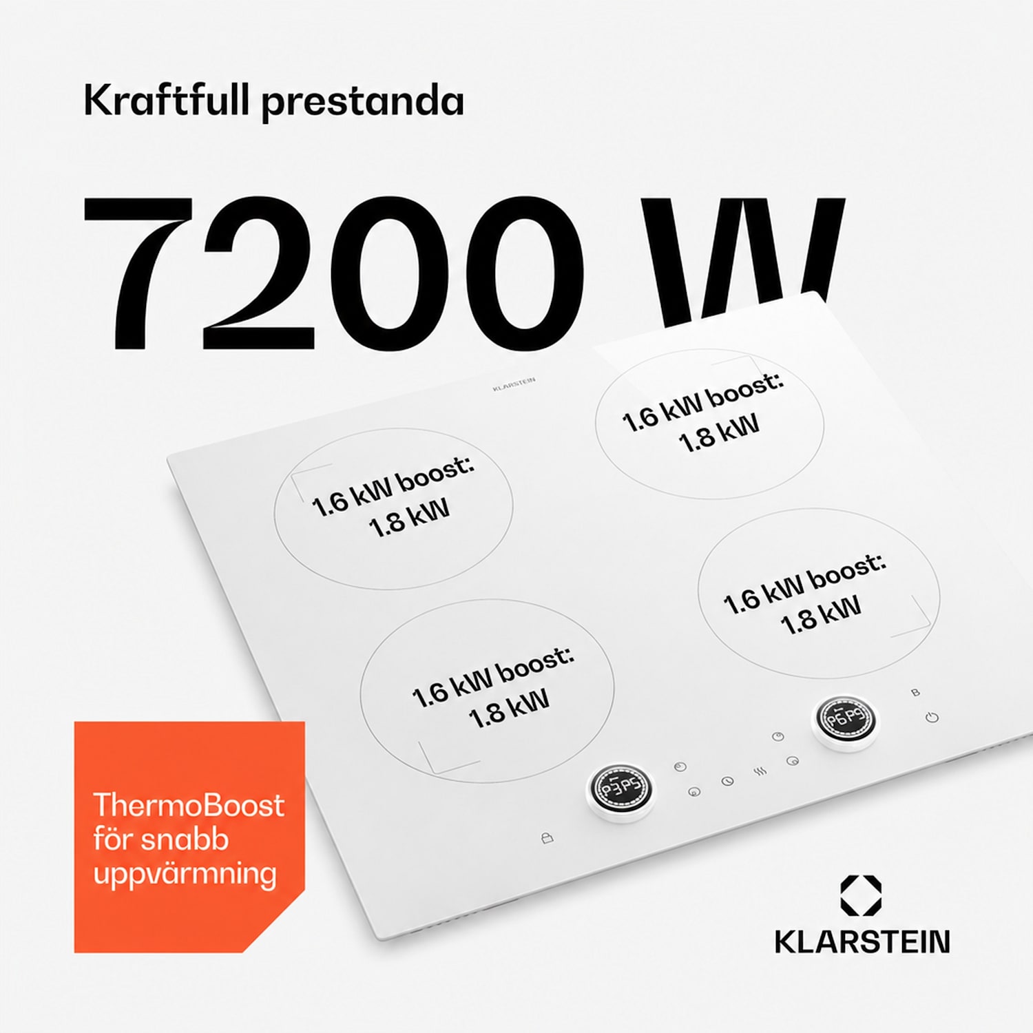 Neotouch induktionshäll | Modern & kraftfull | 4 kokzoner | 9 nivåer | 7200 W | 60 cm Vit