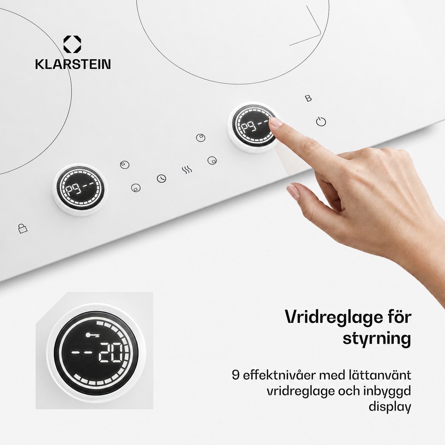 Neotouch induktionshäll | Modern & kraftfull | 4 kokzoner | 9 nivåer | 7200 W | 60 cm Vit