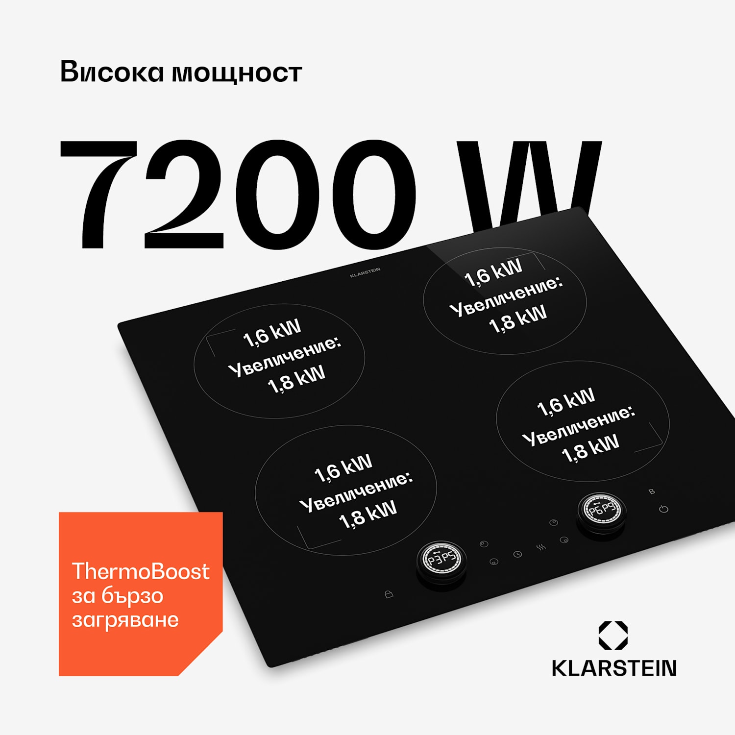 Neotouch индукционен плот | Модерен и мощен | 4 зони за готвене | 9 нива | 7200 W | 60 cm Черно