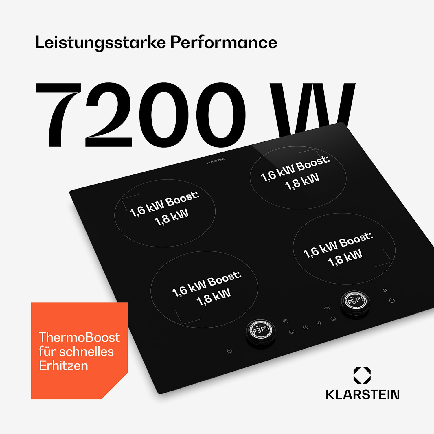 Neotouch Induktionskochfeld | Modern & kraftvoll | 4 Kochzonen | 9 Stufen | 7200 W | 60 cm Schwarz