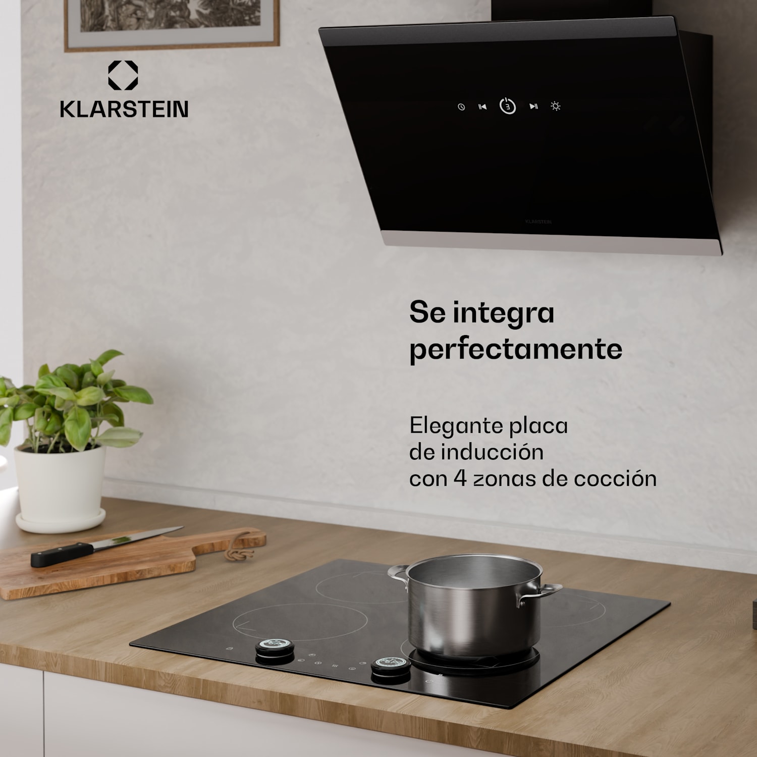 Neotouch Placa de inducción | Moderna y potente | 4 zonas de cocción | 9 niveles | 7200 W | 60 cm Negro