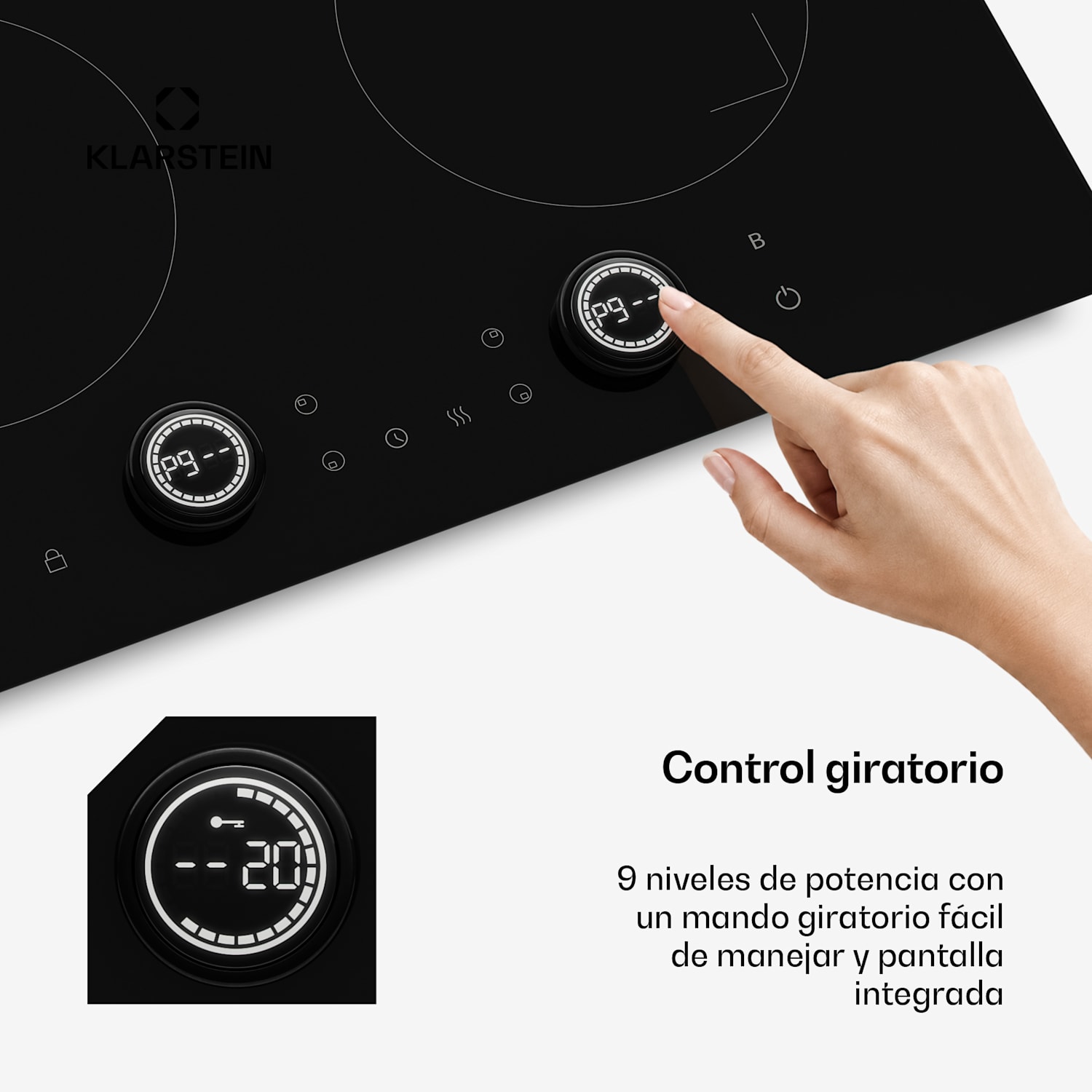 Neotouch Placa de inducción | Moderna y potente | 4 zonas de cocción | 9 niveles | 7200 W | 60 cm Negro