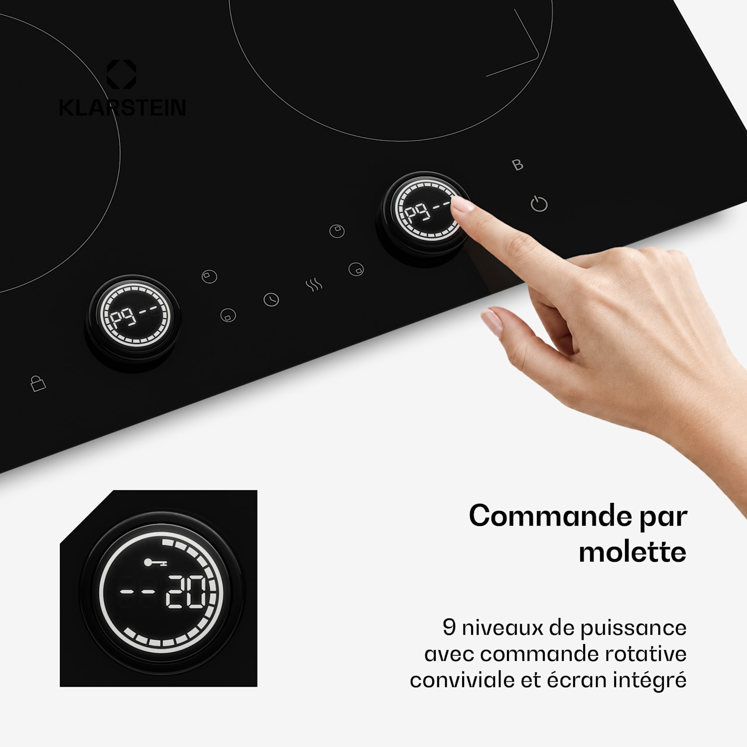 Neotouch Table de cuisson à induction | Moderne & puissante | 4 zones de cuisson | 9 niveaux | 7200 W | 60 cm Noir