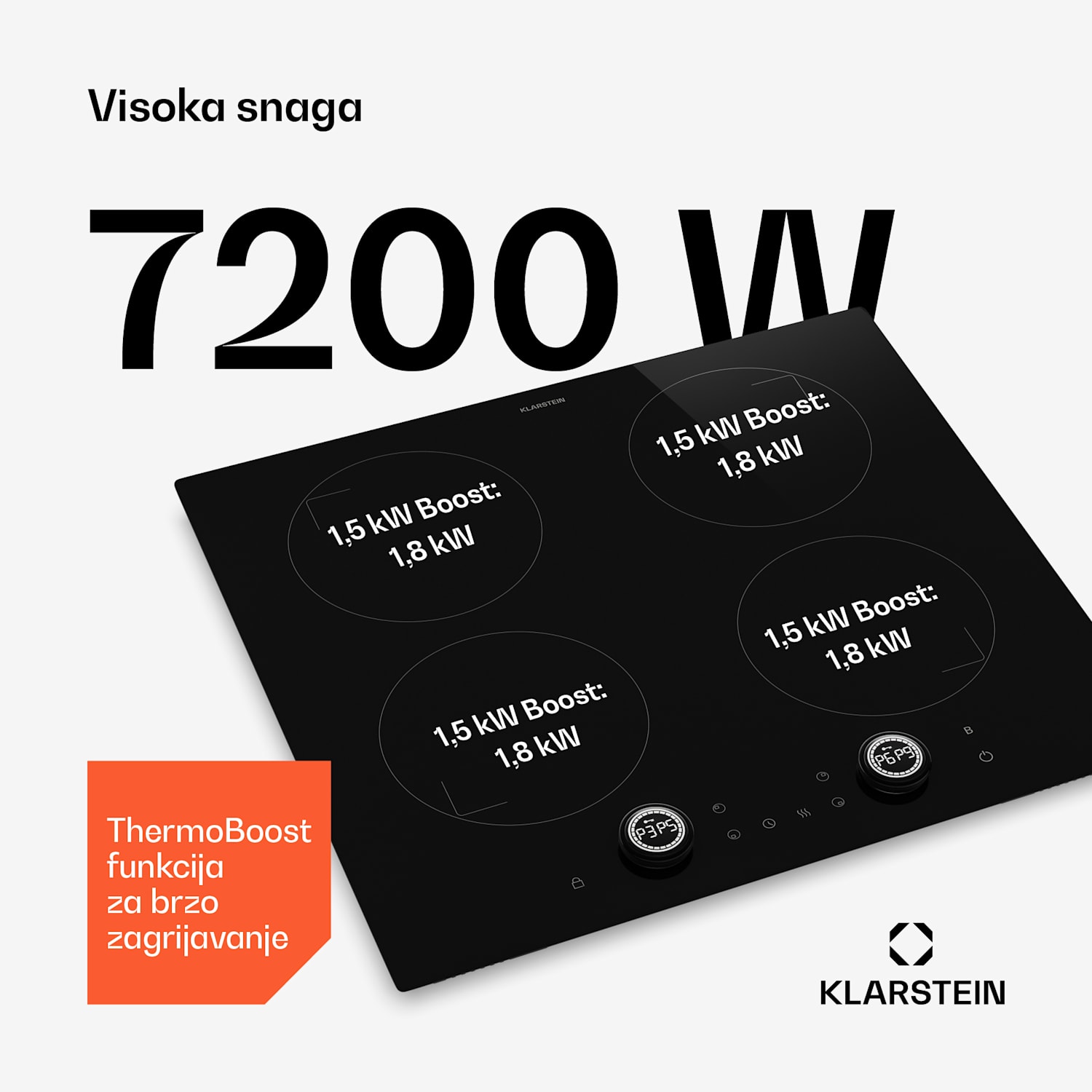 Neotouch indukcijsko kuhalo | Moderno i Snažno | 4 zone za kuhanje | 9 razina snage | 7200 W | 60 cm Crna