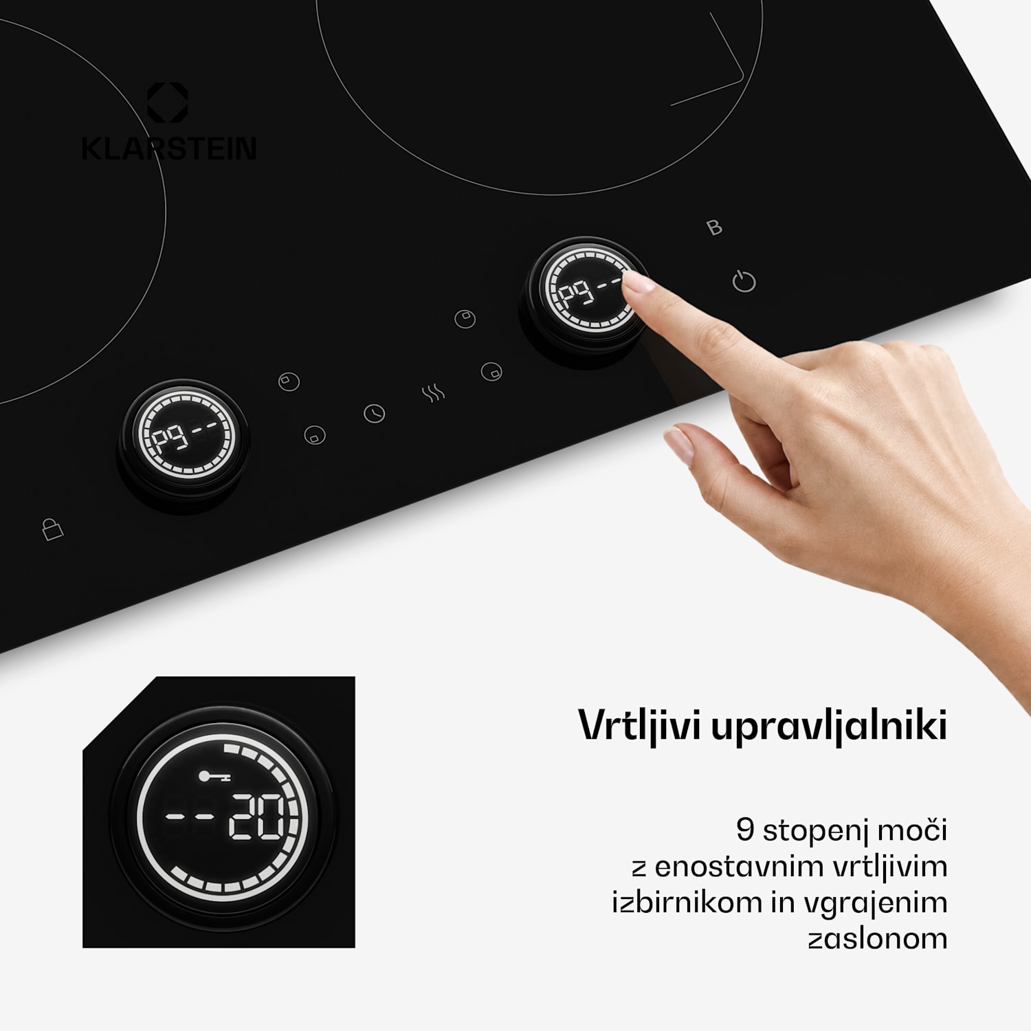 Neotouch indukcijska kuhalna plošča | Moderna in zmogljiva | 4 kuhalne cone | 9 stopenj moči | 7200 W | 60 cm Črna