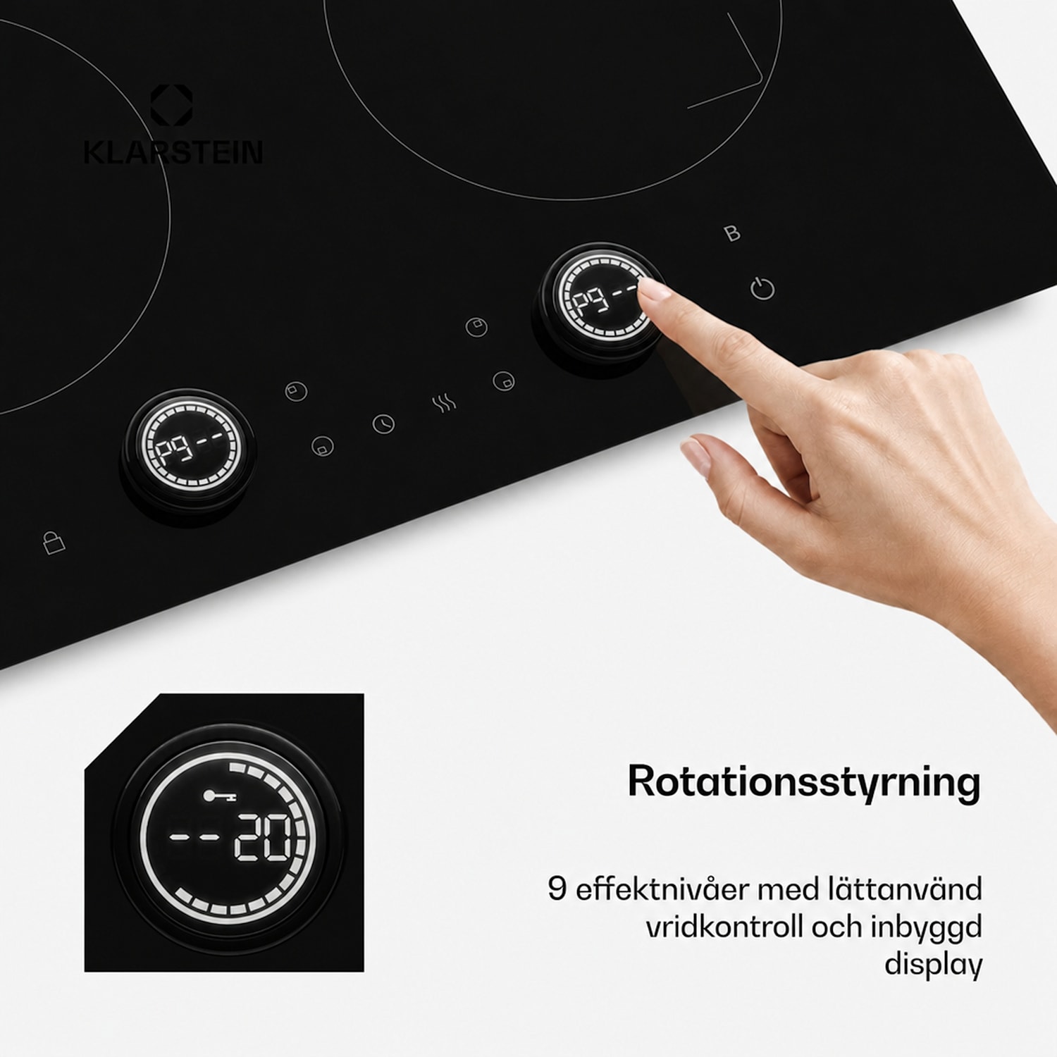 Neotouch induktionshäll | Modern och kraftfull | 4 kokzoner | 9 steg | 7200 W | 60 cm Svart