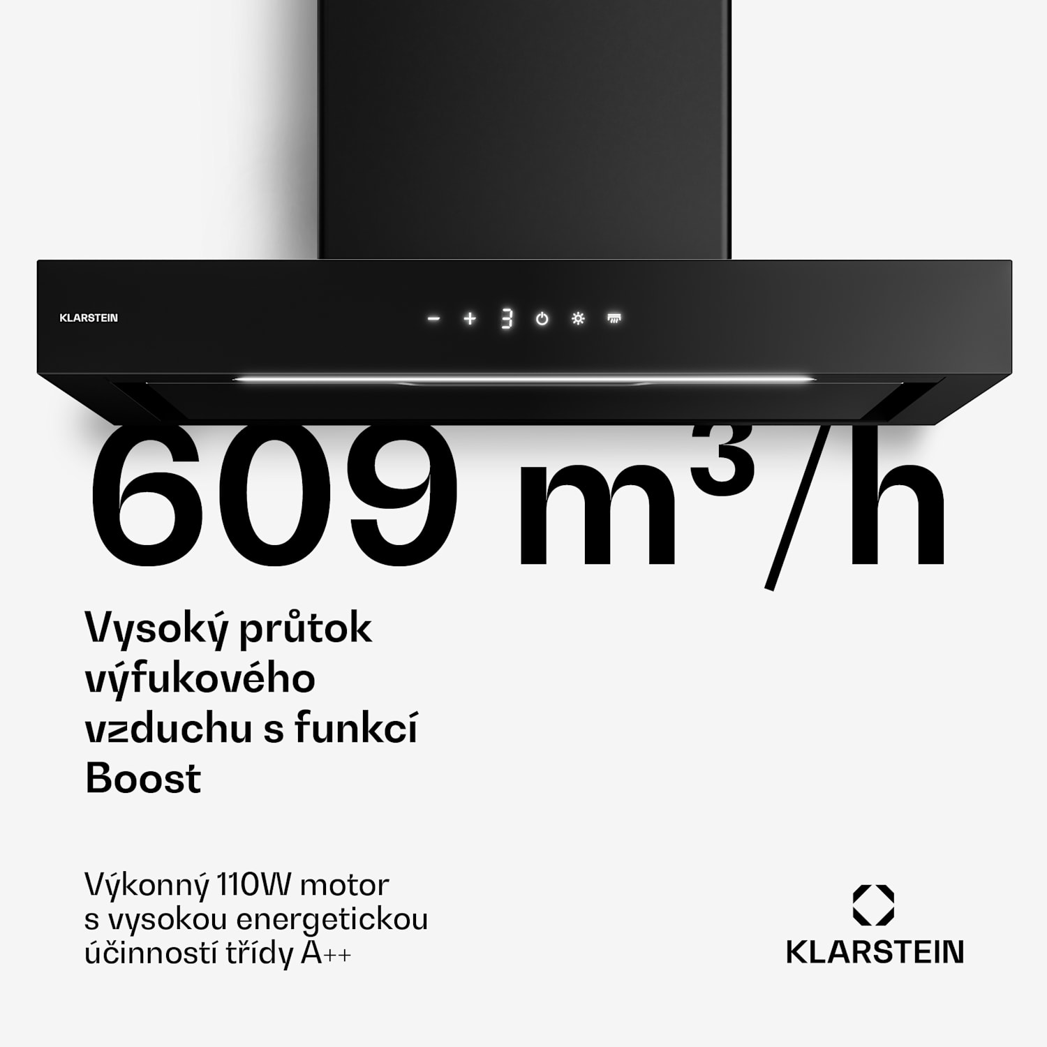 Vapura horizontální nástěnná digestoř | Ušlechtilá, moderní, výkonná | Energetická třída A++ | 609 m³/h | 60 cm 