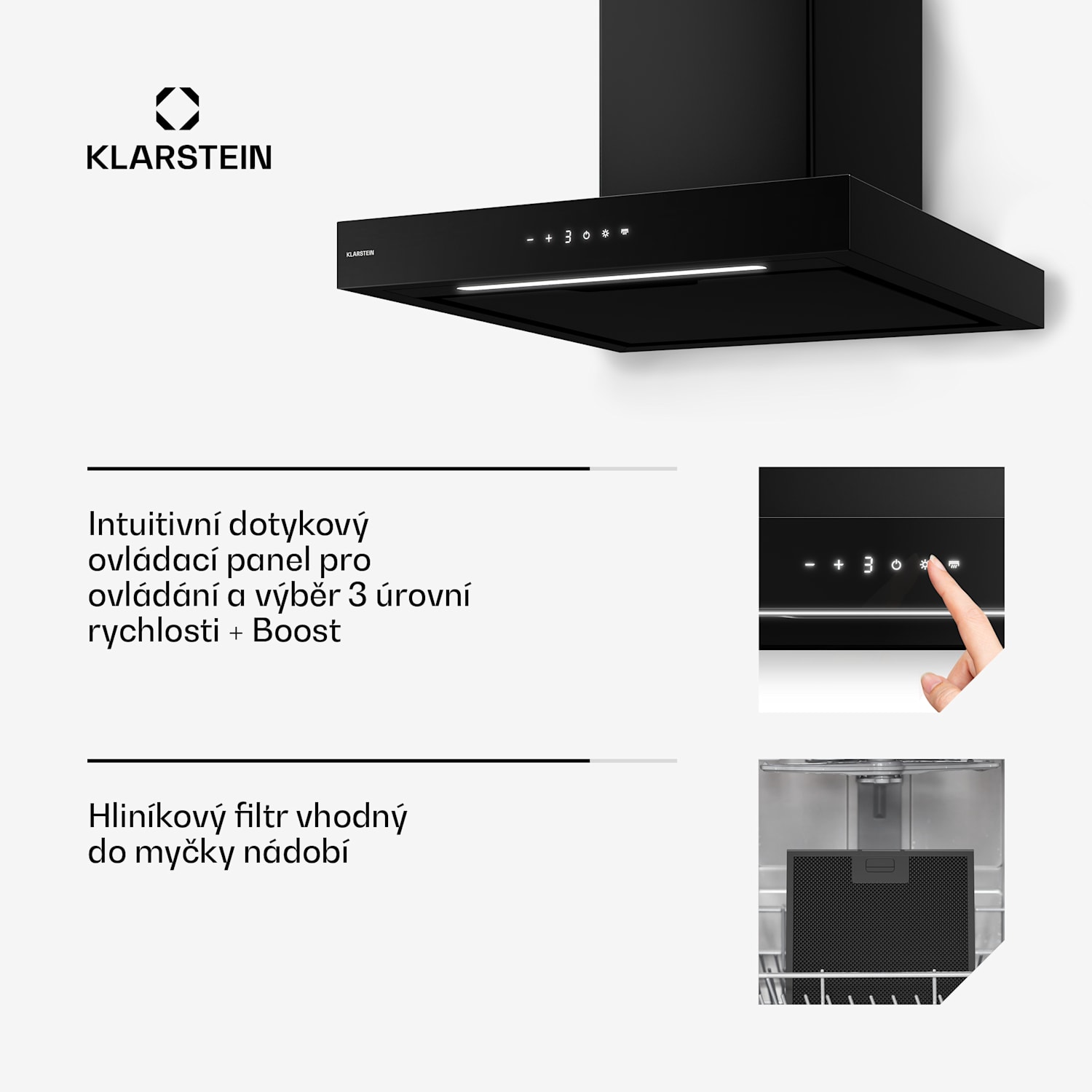 Vapura horizontální nástěnná digestoř | Ušlechtilá, moderní, výkonná | Energetická třída A++ | 609 m³/h | 60 cm 