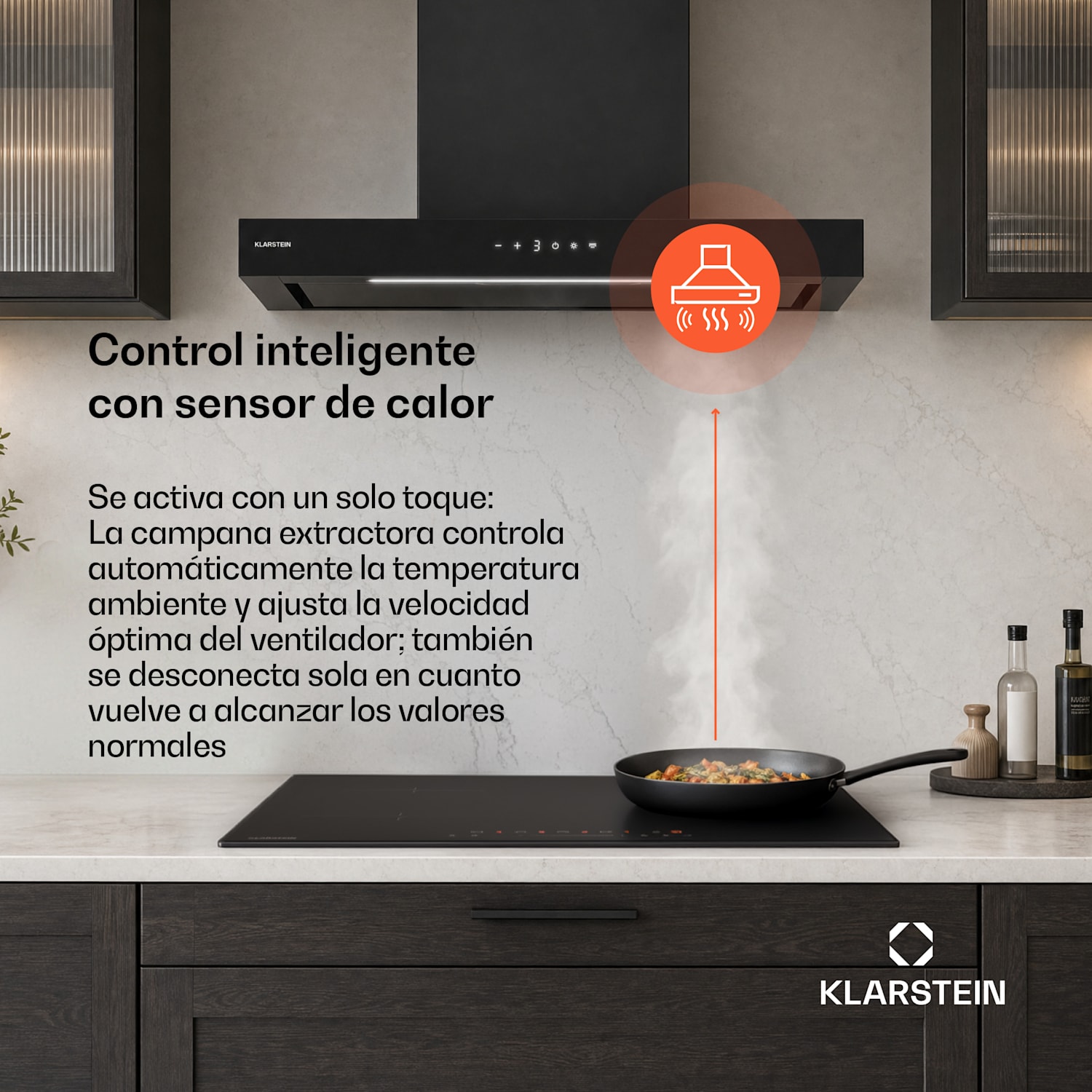 Campana extractora horizontal de pared Vapura | Elegante, moderna, potente | Clase energética A++ | 609 m³/h | 60 cm 