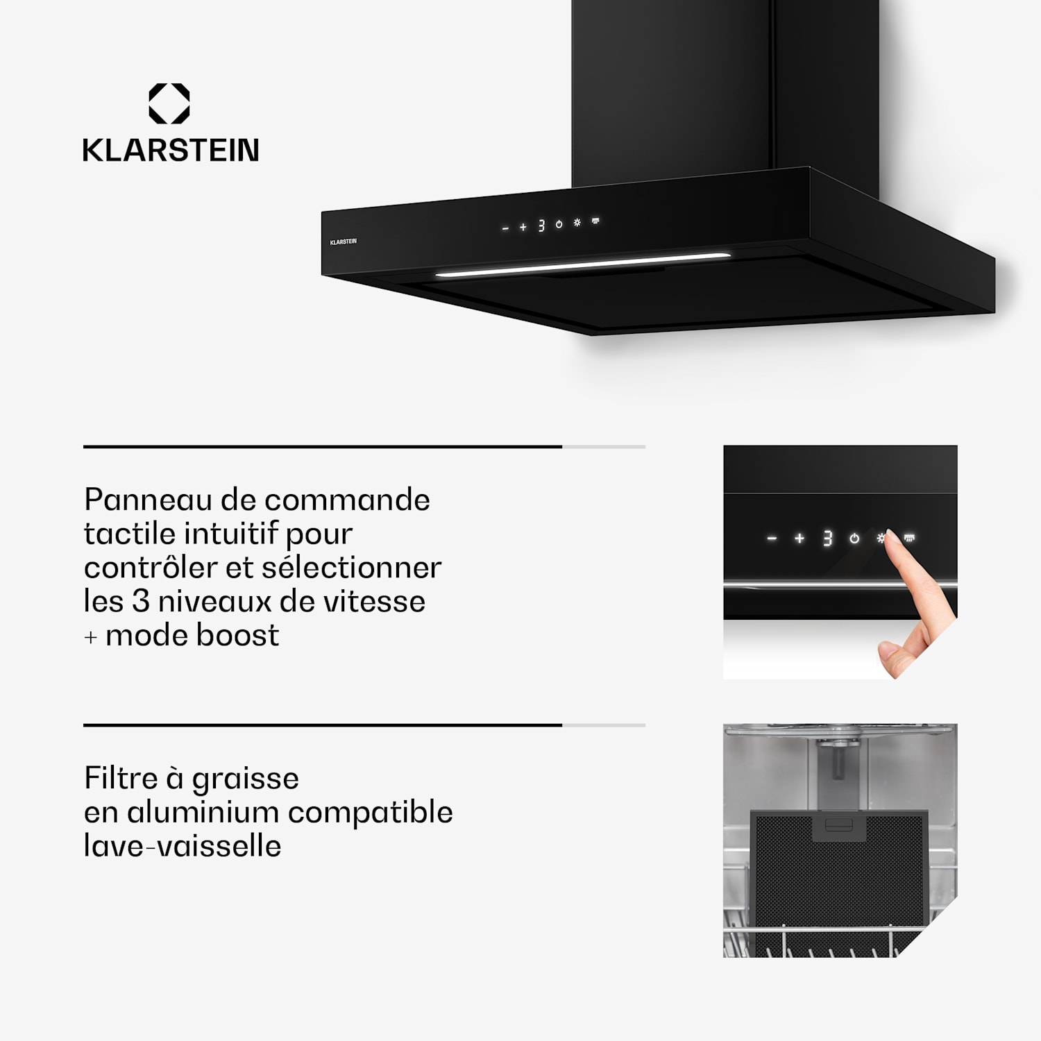 Vapura horizontale wandafzuigkap | Edel, modern, krachtig | Energieklasse A++ | 609 m³/u | 60 cm 