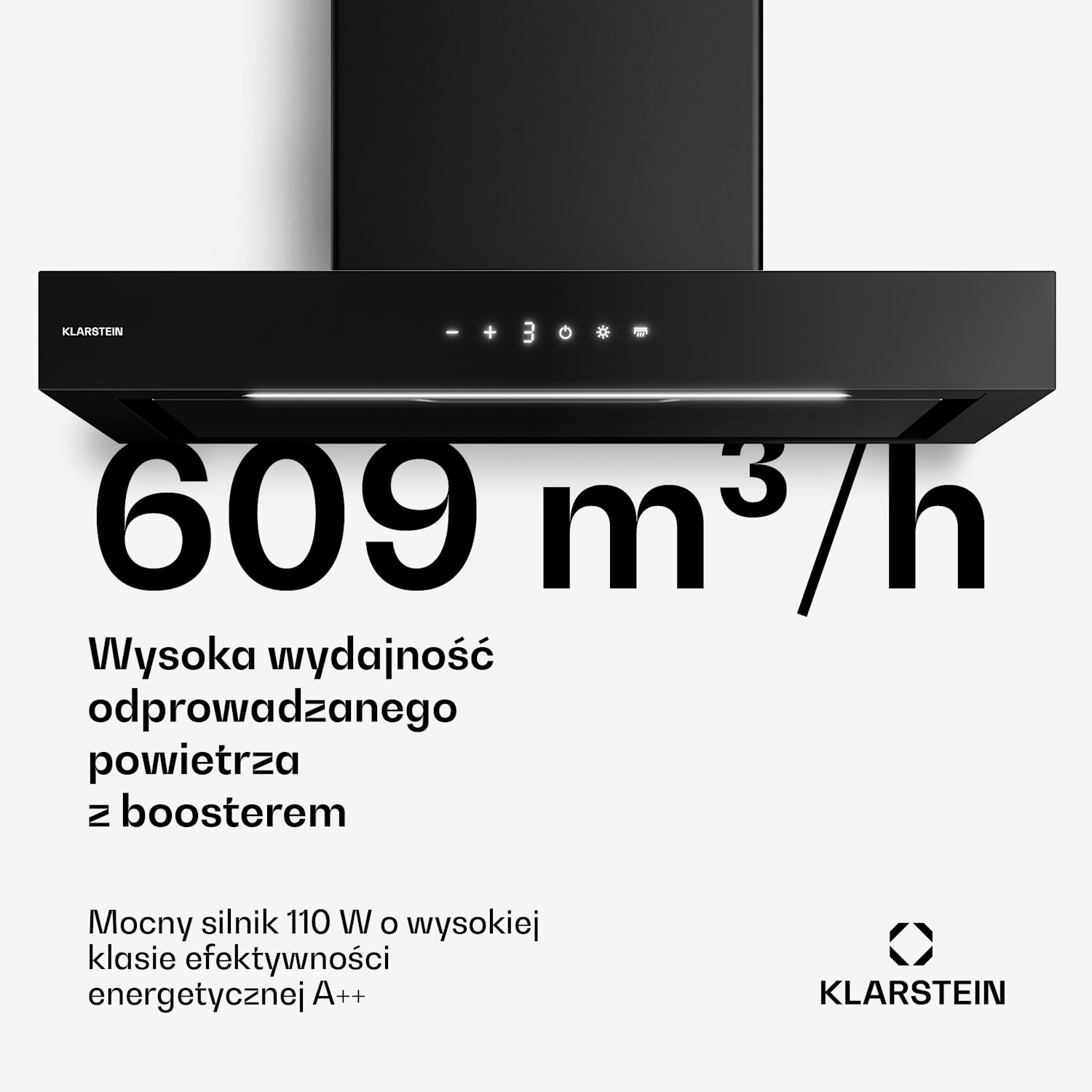 Okap ścienny poziomy Vapura | Elegancki, nowoczesny, wydajny | Klasa energetyczna A++ | 609 m³/h | 60 cm 