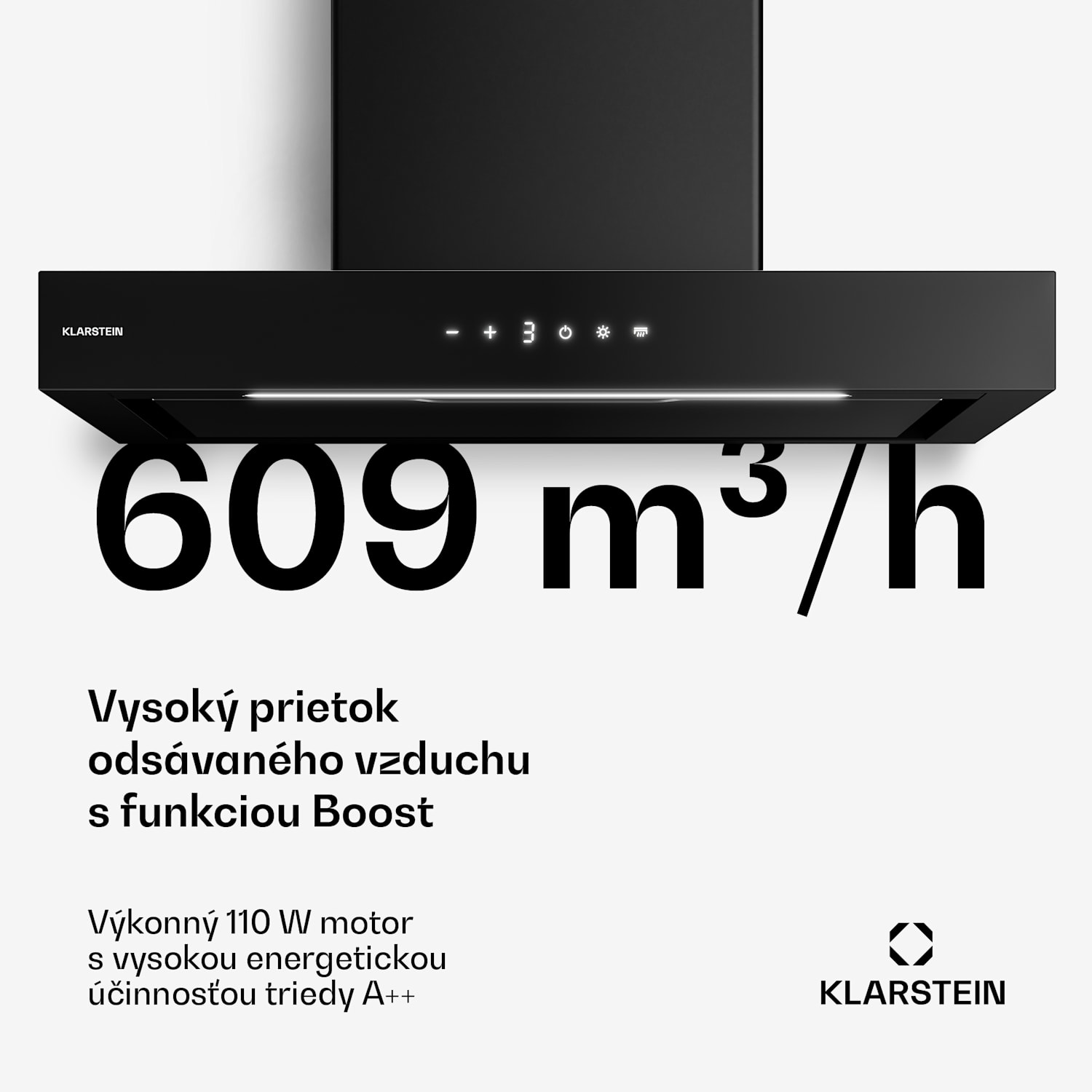 Vapura horizontálny nástenný digestor | Ušľachtilý, moderný, výkonný | Energetická trieda A++ | 609 m³/h | 60 cm 