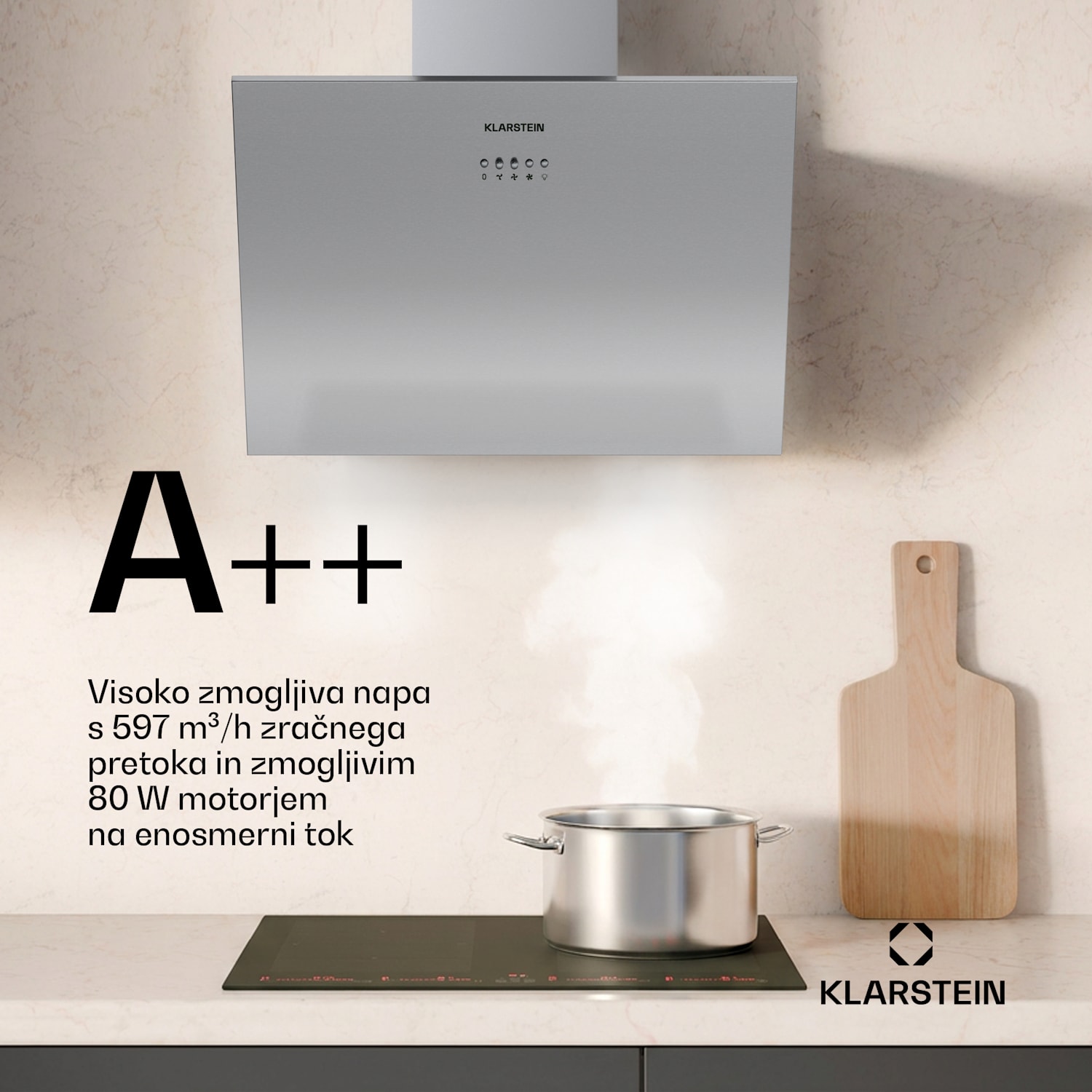 Nagnjena napa Silver Lining | Načini odsesavanja in recirkulacije | Visoka kakovost | 597 m³/h | 60 cm 60 cm