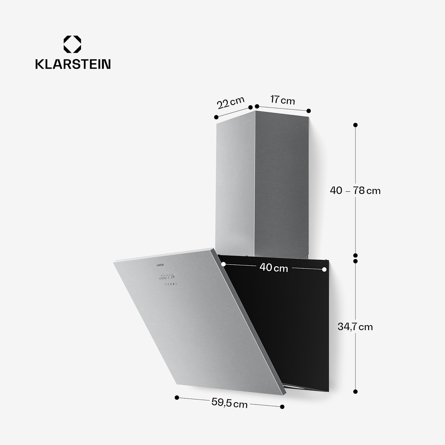 Silver Lining Skośny okap kuchenny | Tryb otwarty i zamknięty | Wysokiej jakości design | 597 m³/h | 60 cm 60 cm