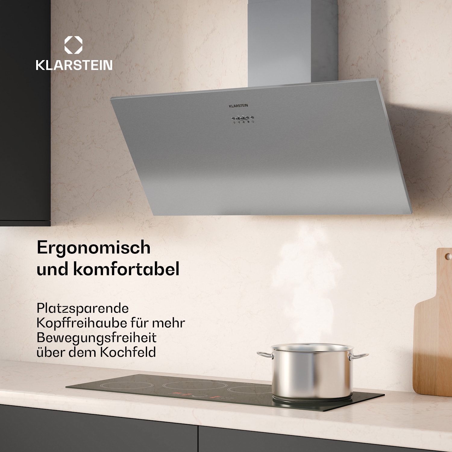 Silver Lining Kopffreihaube | Abluft- und Umluftmodus | Hochwertiges Design |  597 m³/h | 90 cm 90 cm