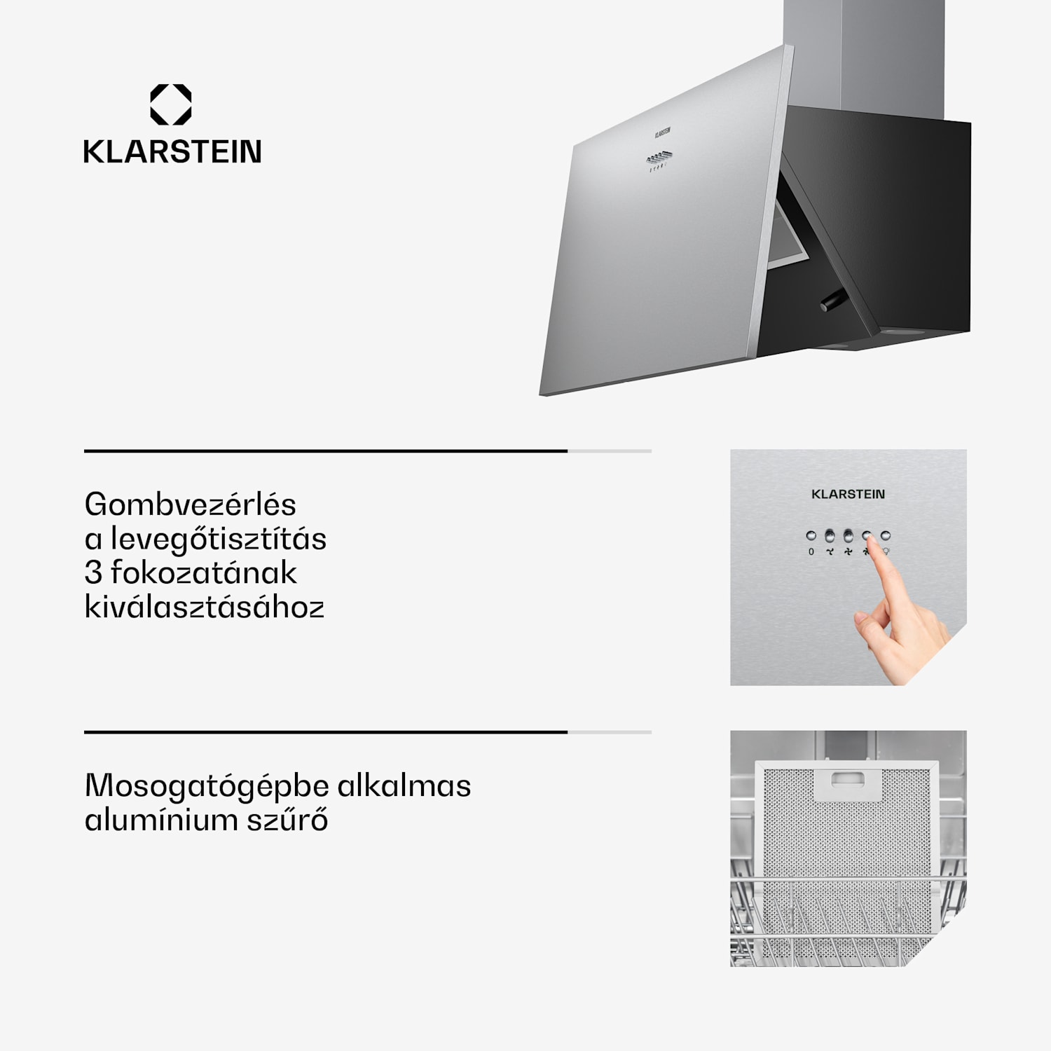 Silver Lining ferde páraelszívó | Elszívó és keringtető üzemmód | Kiváló minőségű kivitel | 597 m³/h | 90 cm 90 cm