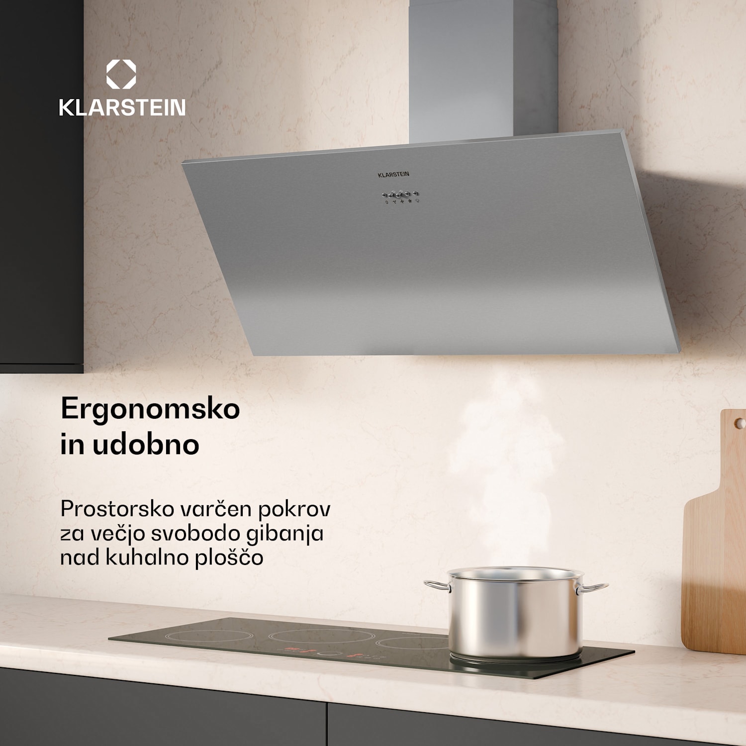Nagnjena napa Silver Lining | Načini odsesavanja in recirkulacije | Visoka kakovost | 597 m³/h | 90 cm 90 cm