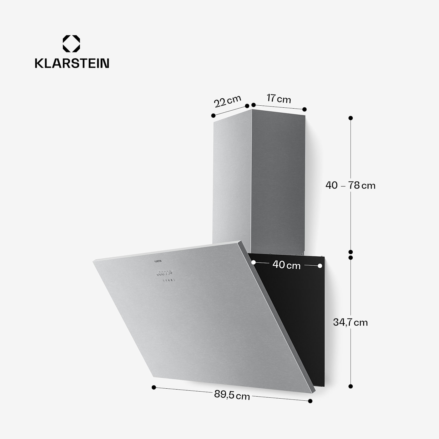 Silver Lining Skośny okap kuchenny | Tryb otwarty i zamknięty | Wysokiej jakości design | 597 m³/h | 90 cm 90 cm