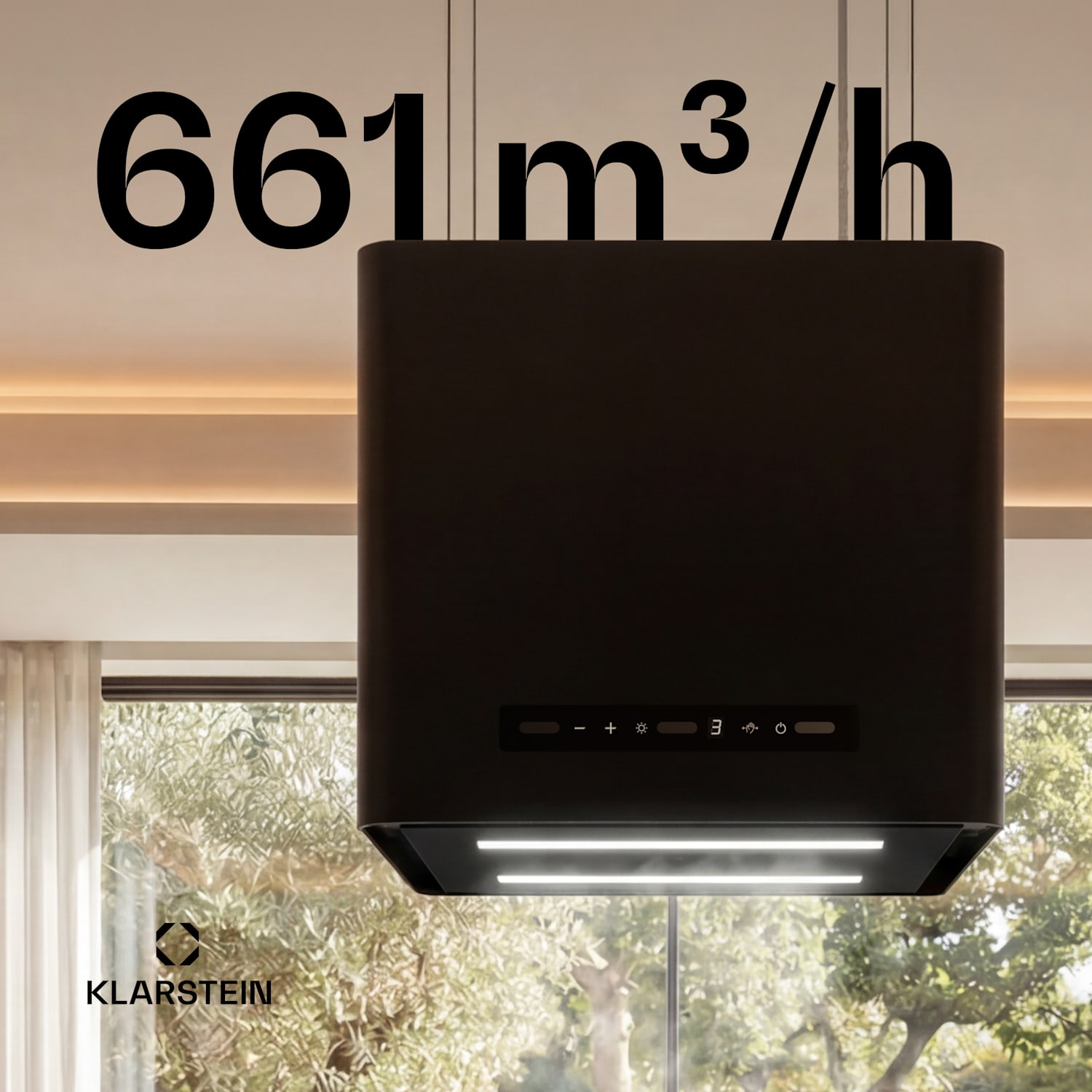 Nexture vapaasti roikkuva saarekeimuri | A++ | 40 cm | 661 m³/h | Musta 