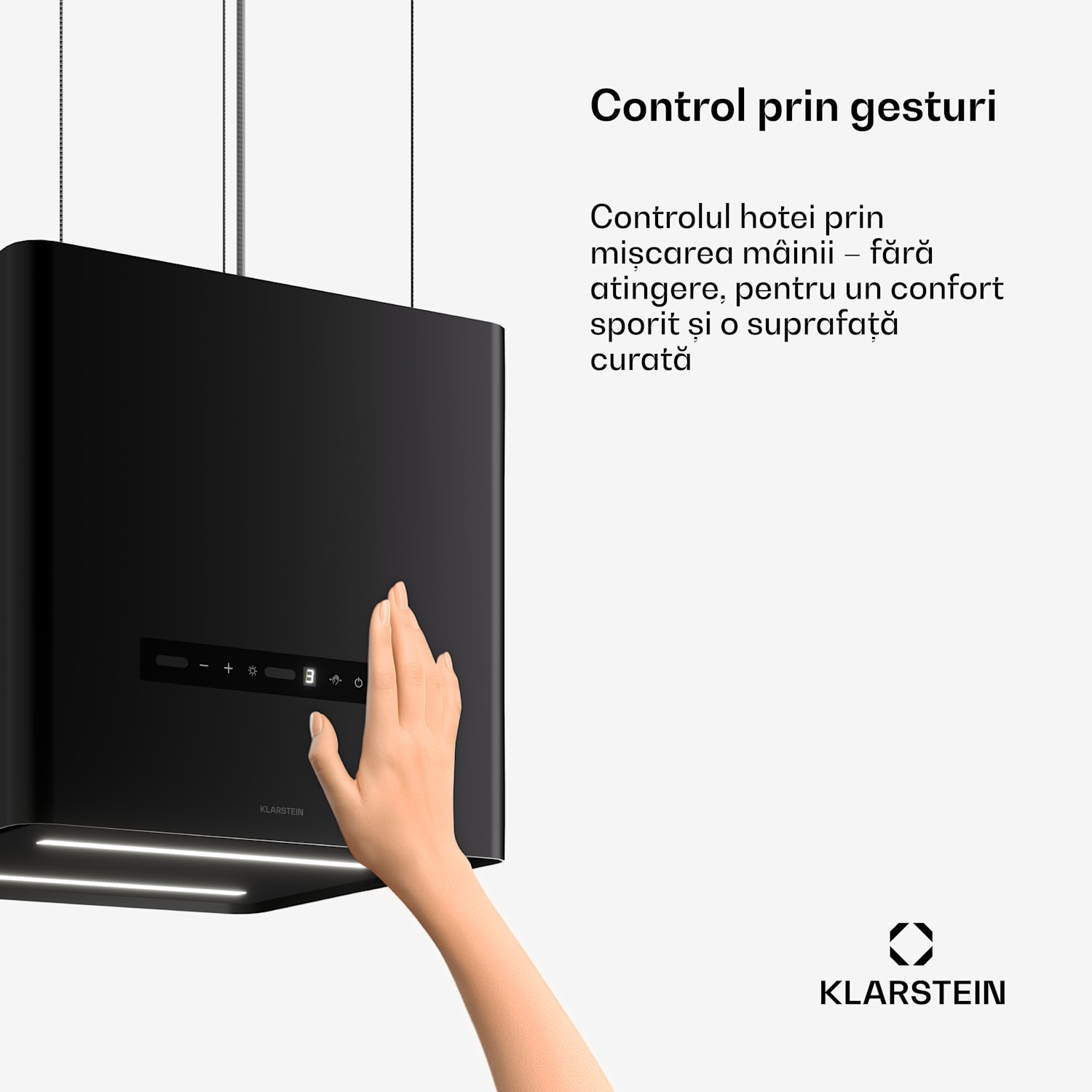 Hota suspendată de tip insulă Nexture | A++ | 40 cm | 661 m³/h | Negru 
