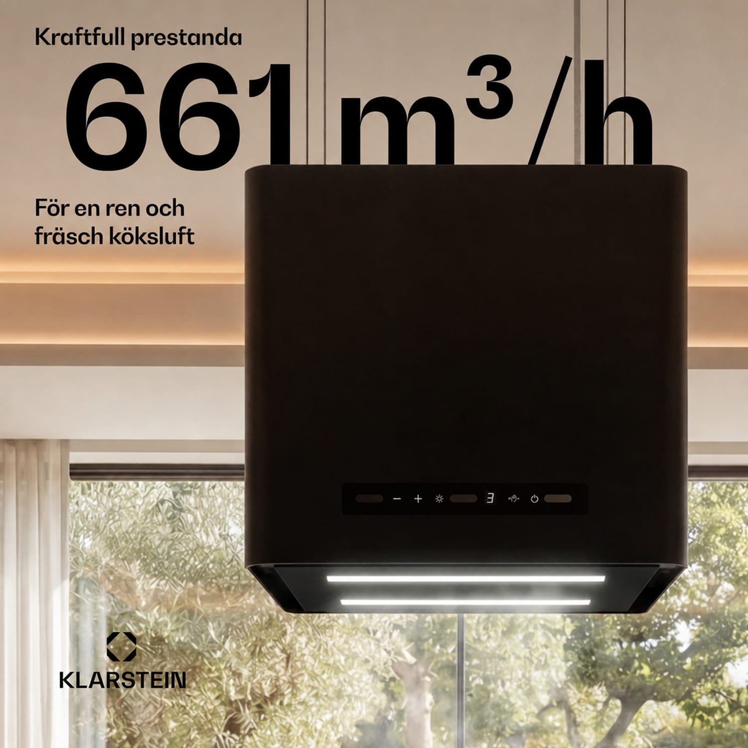 Nexture Frihängande Ö-infläkt | A++ | 40 cm | 661 m³/h | Svart 