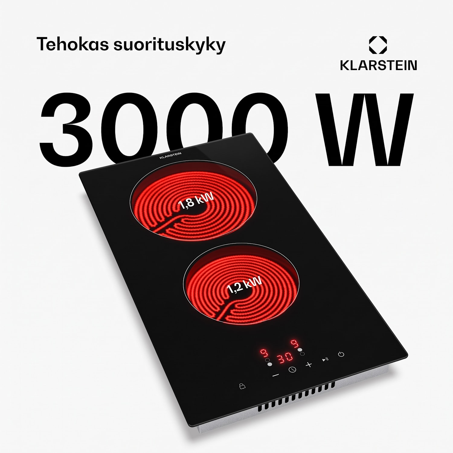 Hito lasikeramiikkaliesi | 2 keittoaluetta | 3000 W | 9 tehotasoa | 30 cm 30 cm