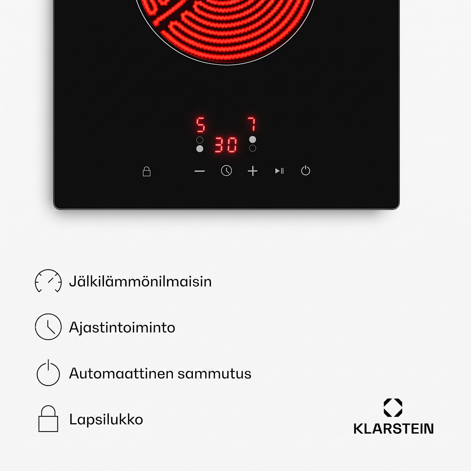 Hito lasikeramiikkaliesi | 2 keittoaluetta | 3000 W | 9 tehotasoa | 30 cm 30 cm