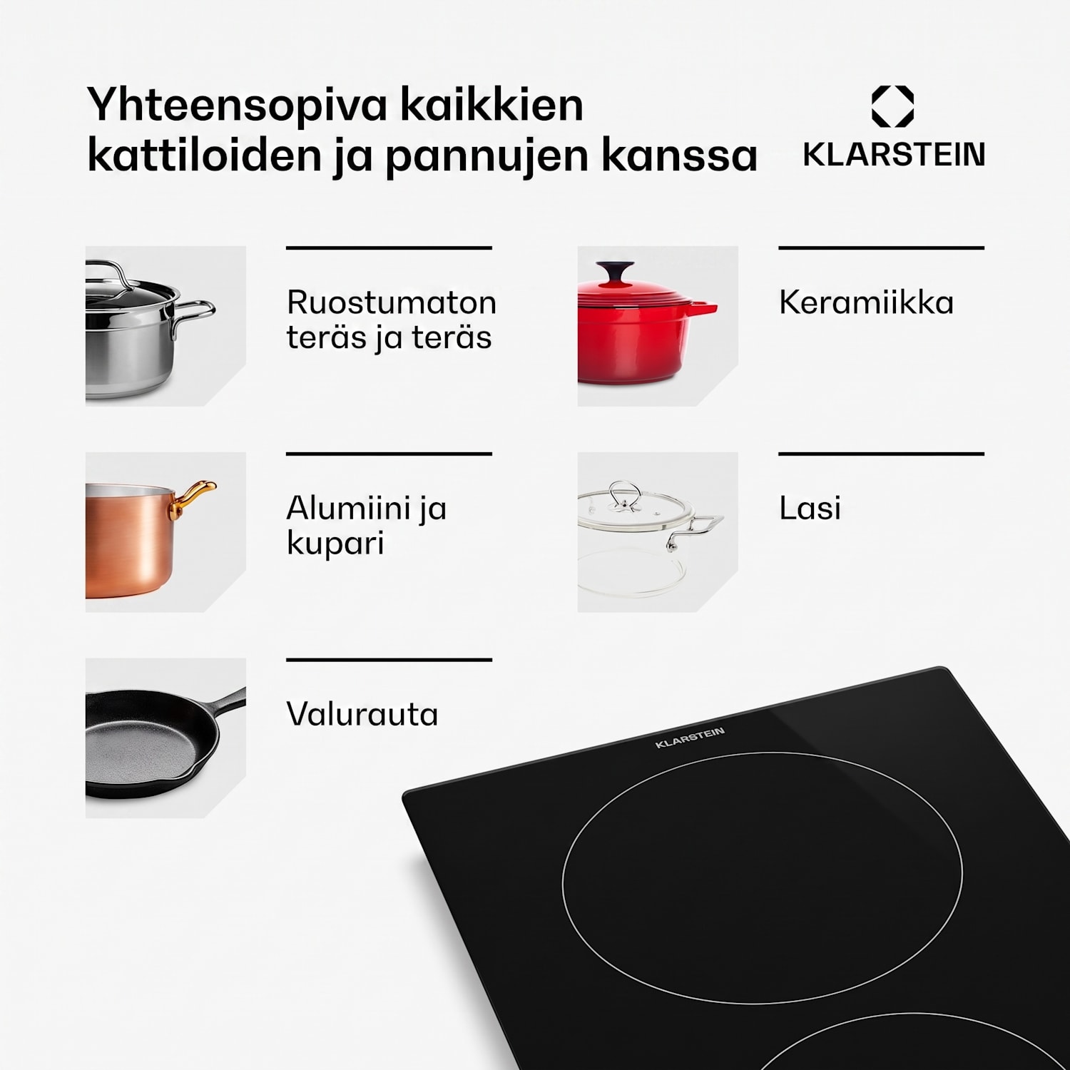 Hito lasikeramiikkaliesi | 2 keittoaluetta | 3000 W | 9 tehotasoa | 30 cm 30 cm