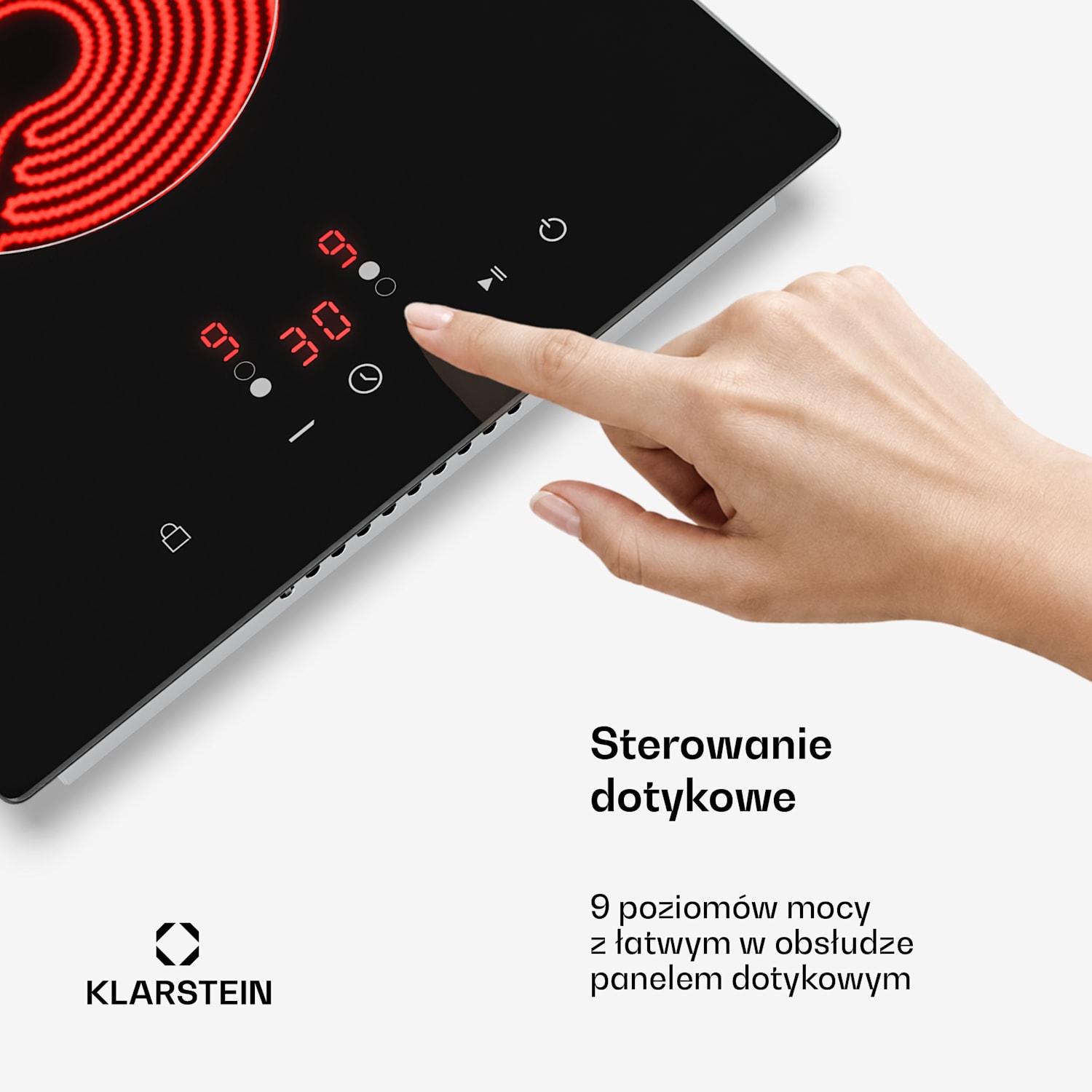 Hito Płyta grzewcza szklano-ceramiczna | 2 strefy gotowania | 3000 W | 9 poziomów mocy | 30 cm 30 cm