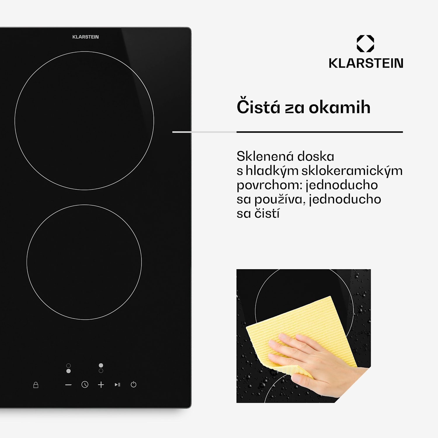 Hito sklokeramická varná doska | 2 varné zóny | 3000 W | 9 úrovní výkonu | 30 cm 30 cm