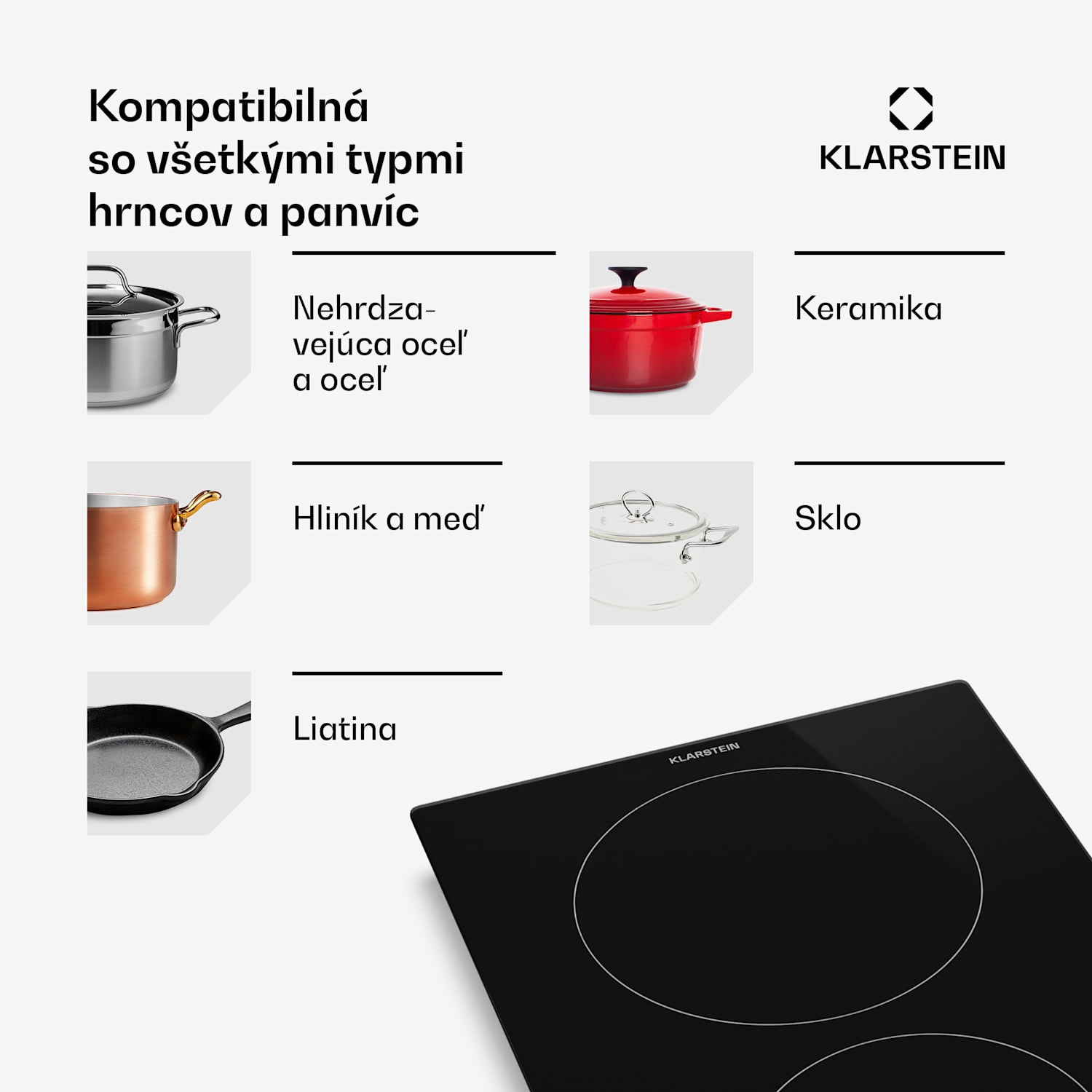 Hito sklokeramická varná doska | 2 varné zóny | 3000 W | 9 úrovní výkonu | 30 cm 30 cm
