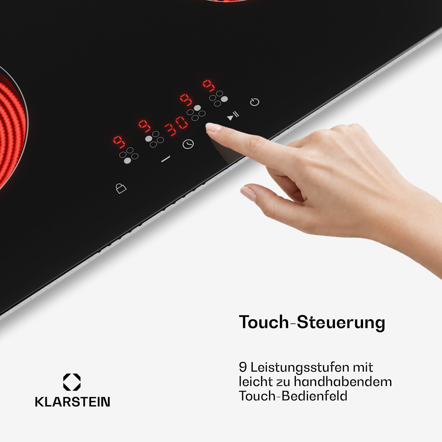 Hito Glaskeramik-Kochfeld | 4 Kochzonen | 6000 W | 9 Leistungsstufen | 60 cm 60 cm