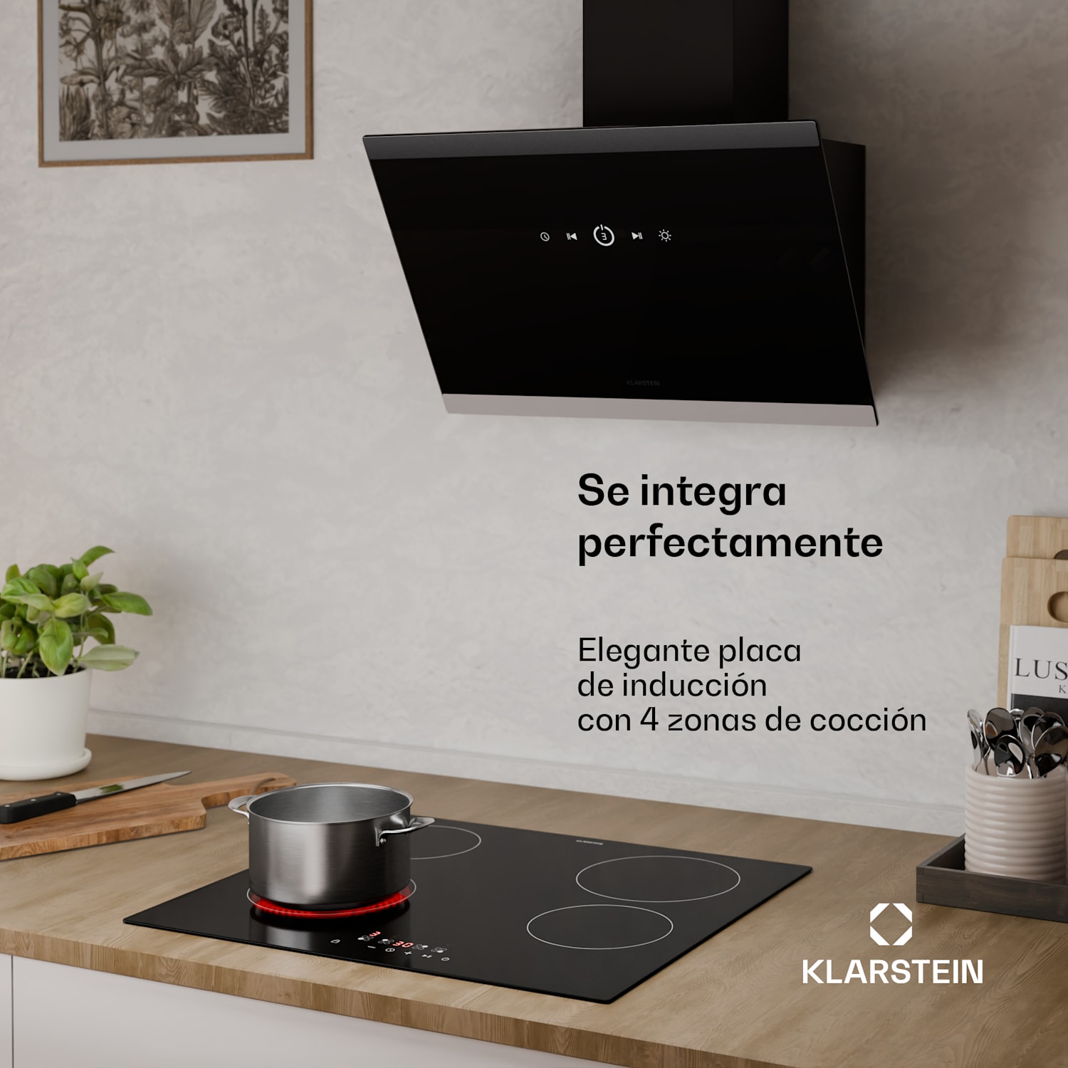 Placa vitrocerámica Hito | 4 zonas de cocción | 6000 W | 9 niveles de potencia | 60 cm 60 cm