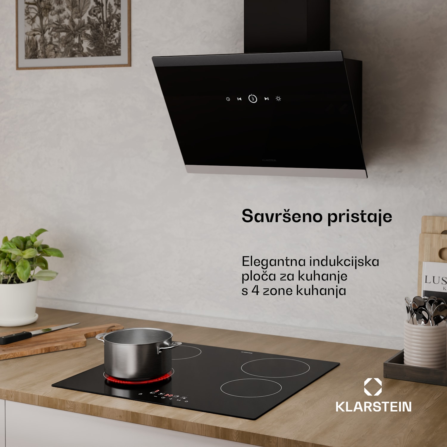 Staklokeramička ploča za kuhanje Hito | 4 zone za kuhanje | 6000 W | 9 razina snage | 60 cm 60 cm