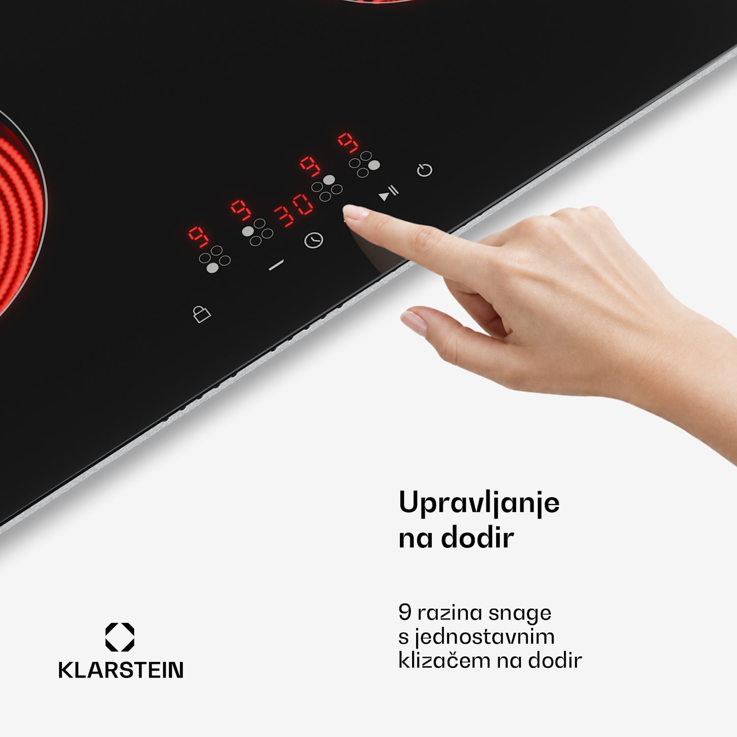 Staklokeramička ploča za kuhanje Hito | 4 zone za kuhanje | 6000 W | 9 razina snage | 60 cm 60 cm