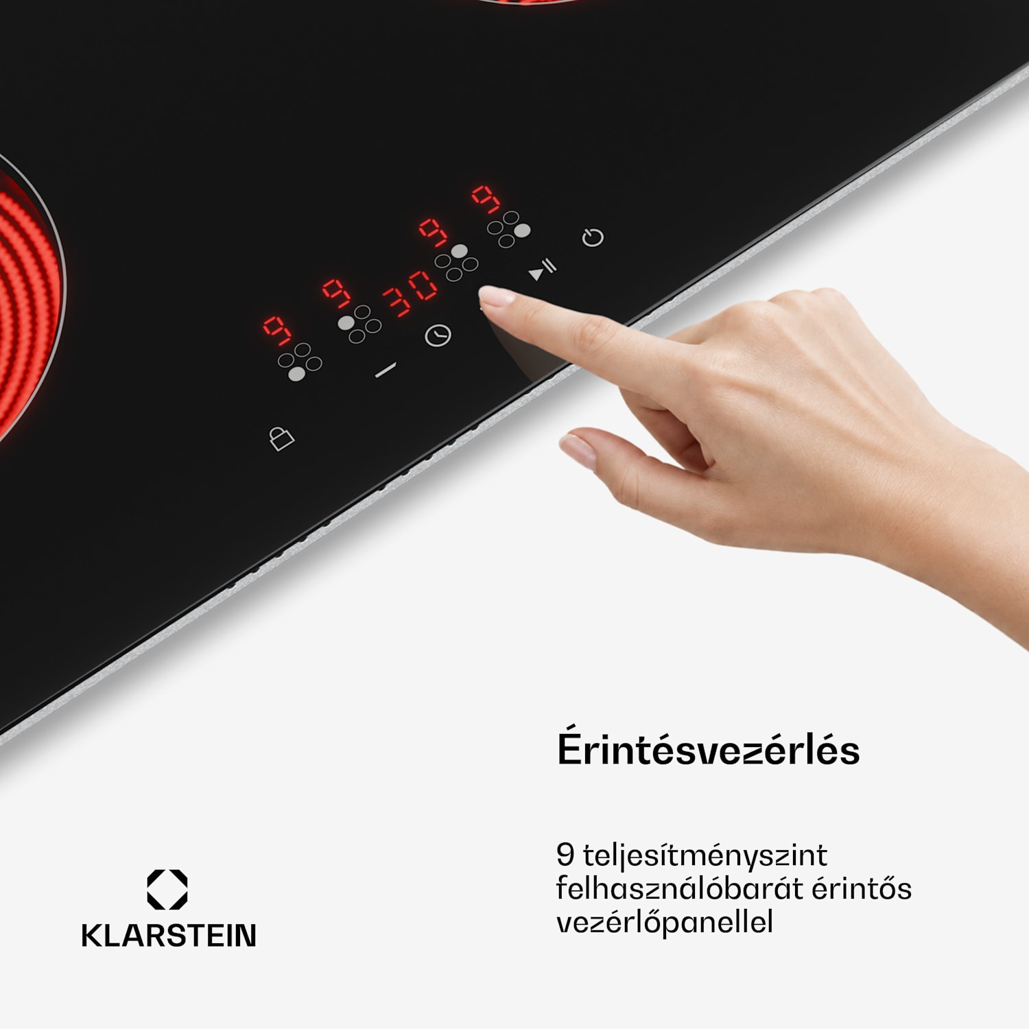 Hito üvegkerámia főzőlap | 4 főzőzóna | 6000 W | 9 teljesítményfokozat | 60 cm 60 cm