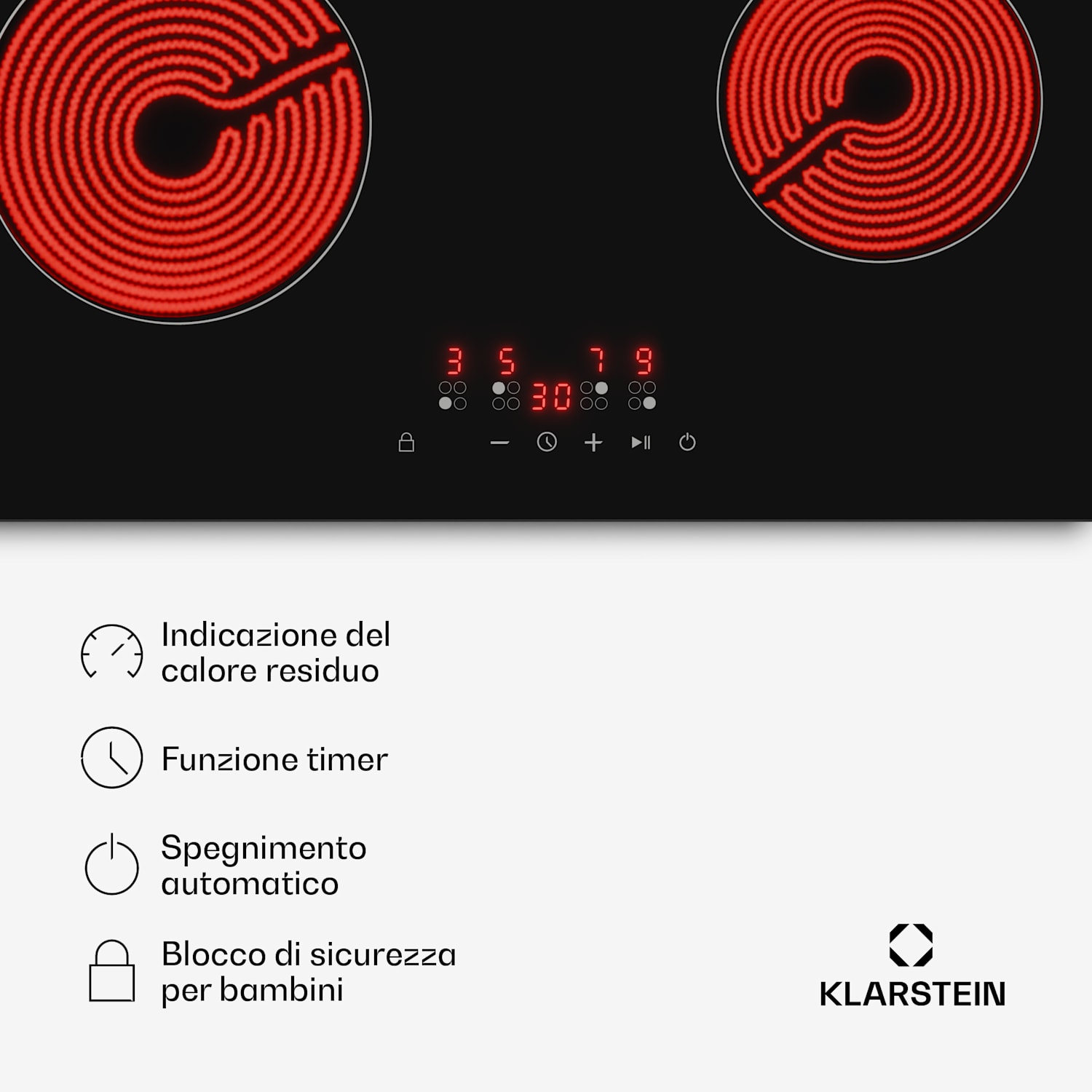 Hito - Piano cottura in vetroceramica | 4 zone | 6000 W | 9 livelli di potenza | 60 cm 60 cm