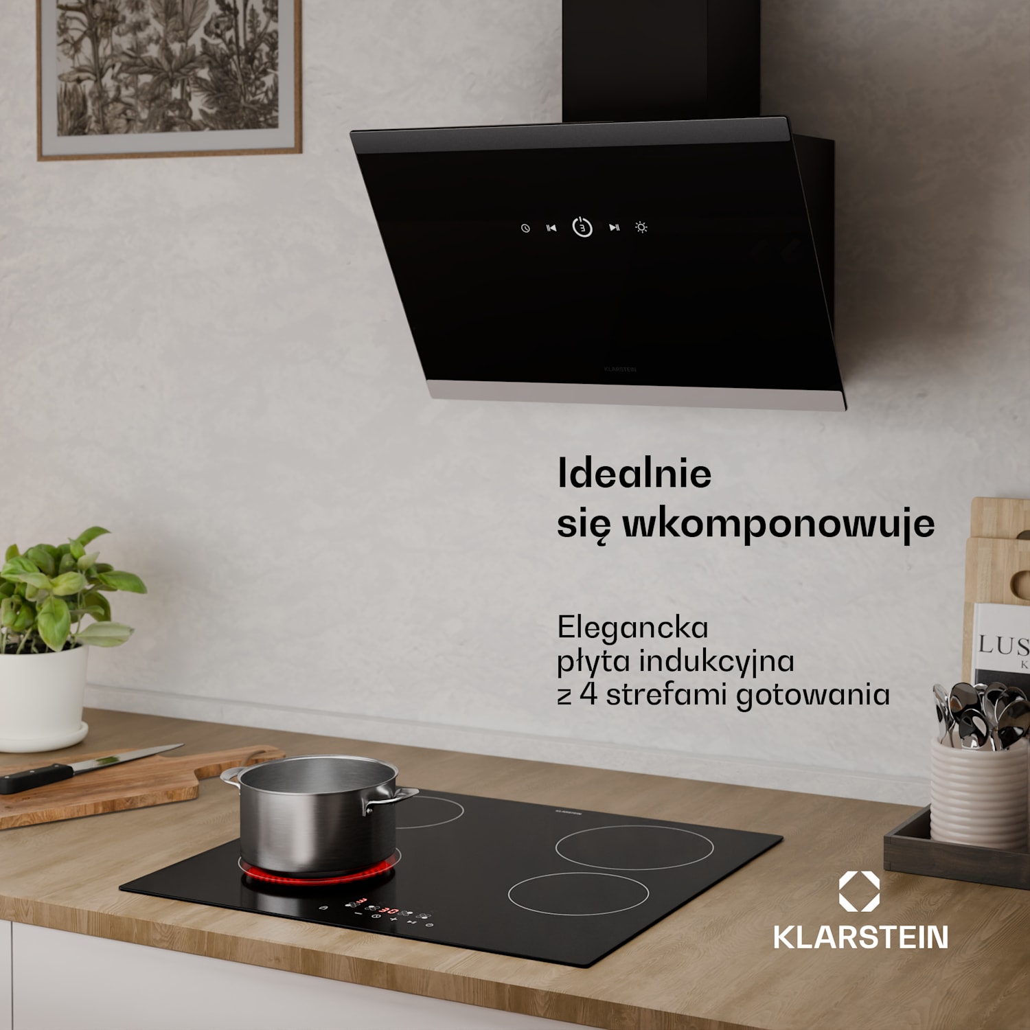 Hito Płyta grzewcza szklano-ceramiczna | 4 strefy gotowania | 6000 W | 9 poziomów mocy | 60 cm 60 cm