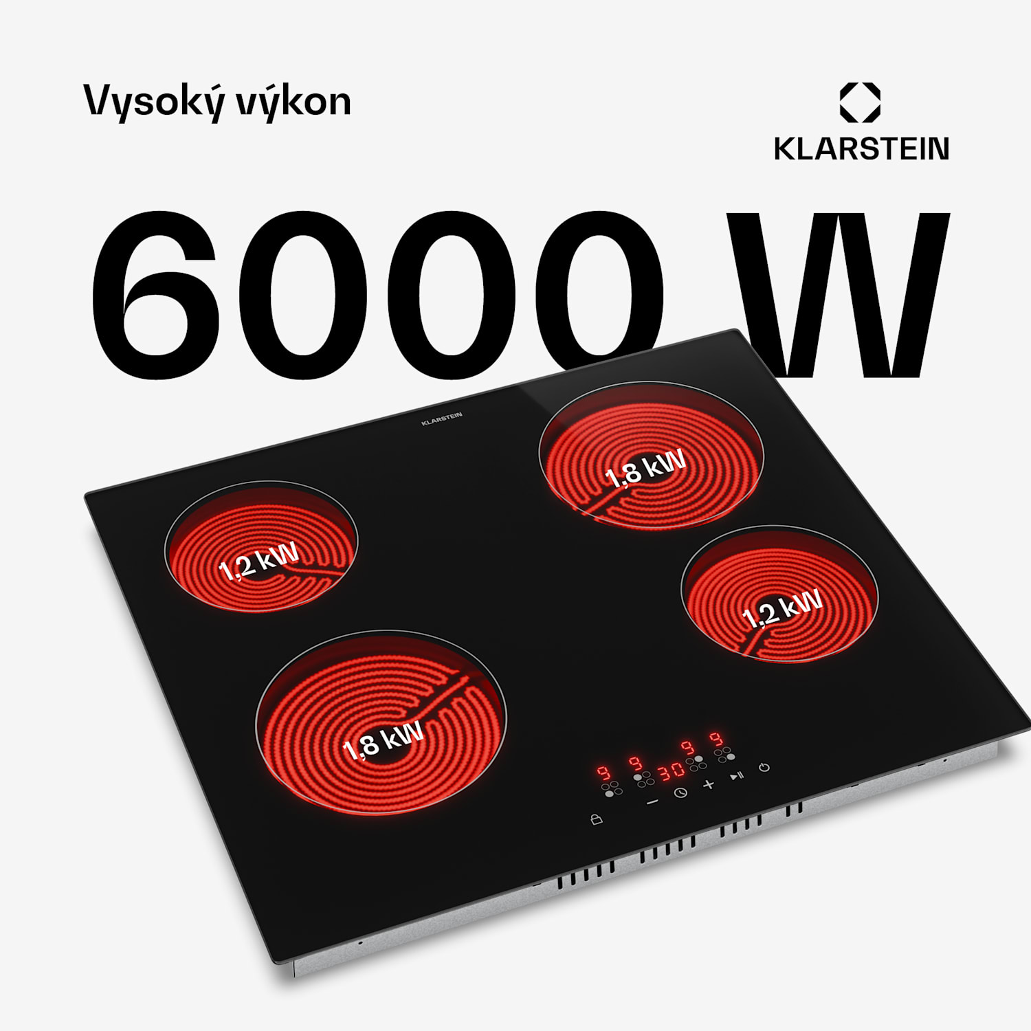 Hito sklokeramická varná doska | 4 varné zóny | 6000 W | 9 úrovní výkonu | 60 cm 60 cm