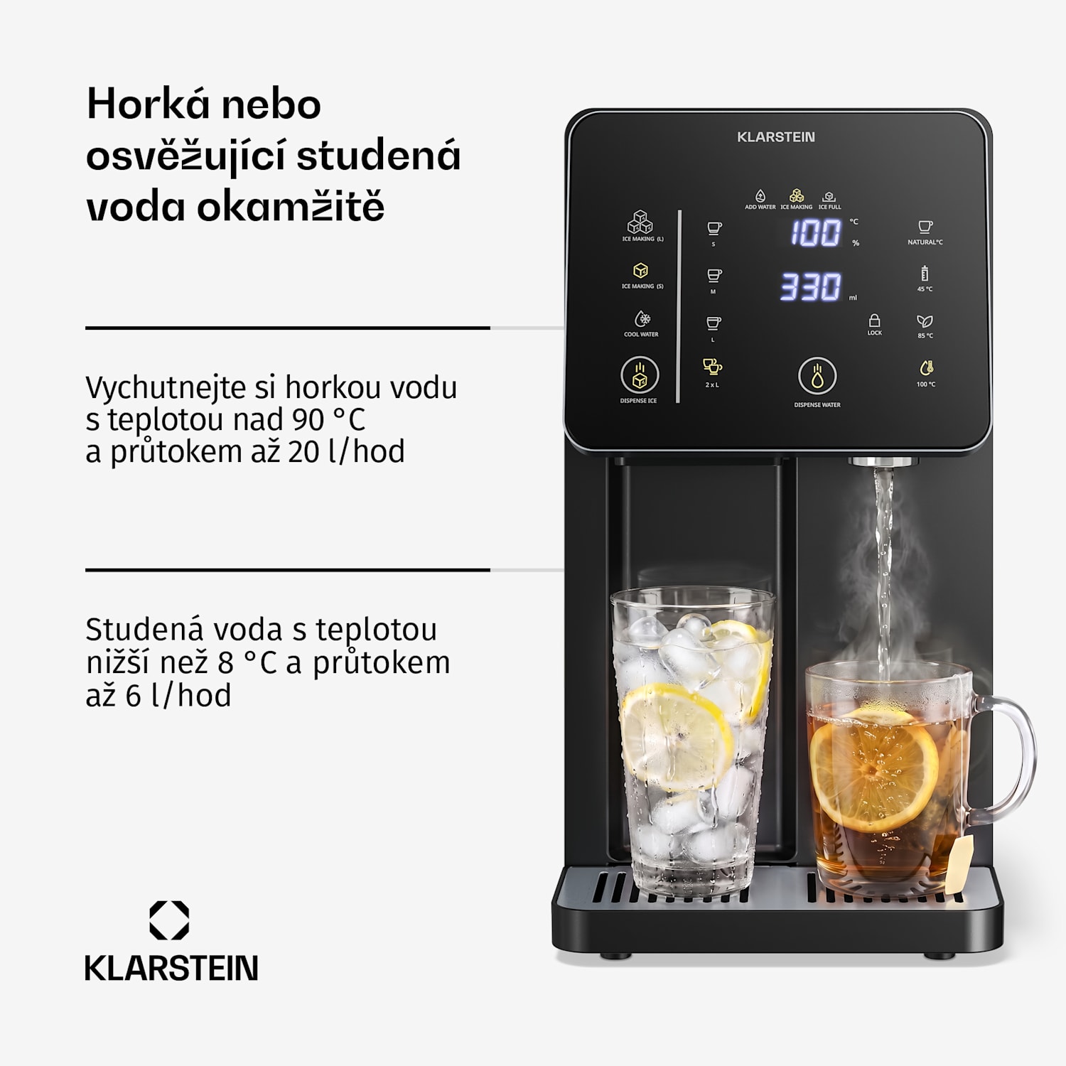 NeoChill – výrobník ledu s dávkovačem vody | 3,5 l | 12 kg ledu za 24 hodin | Dotykový displej 