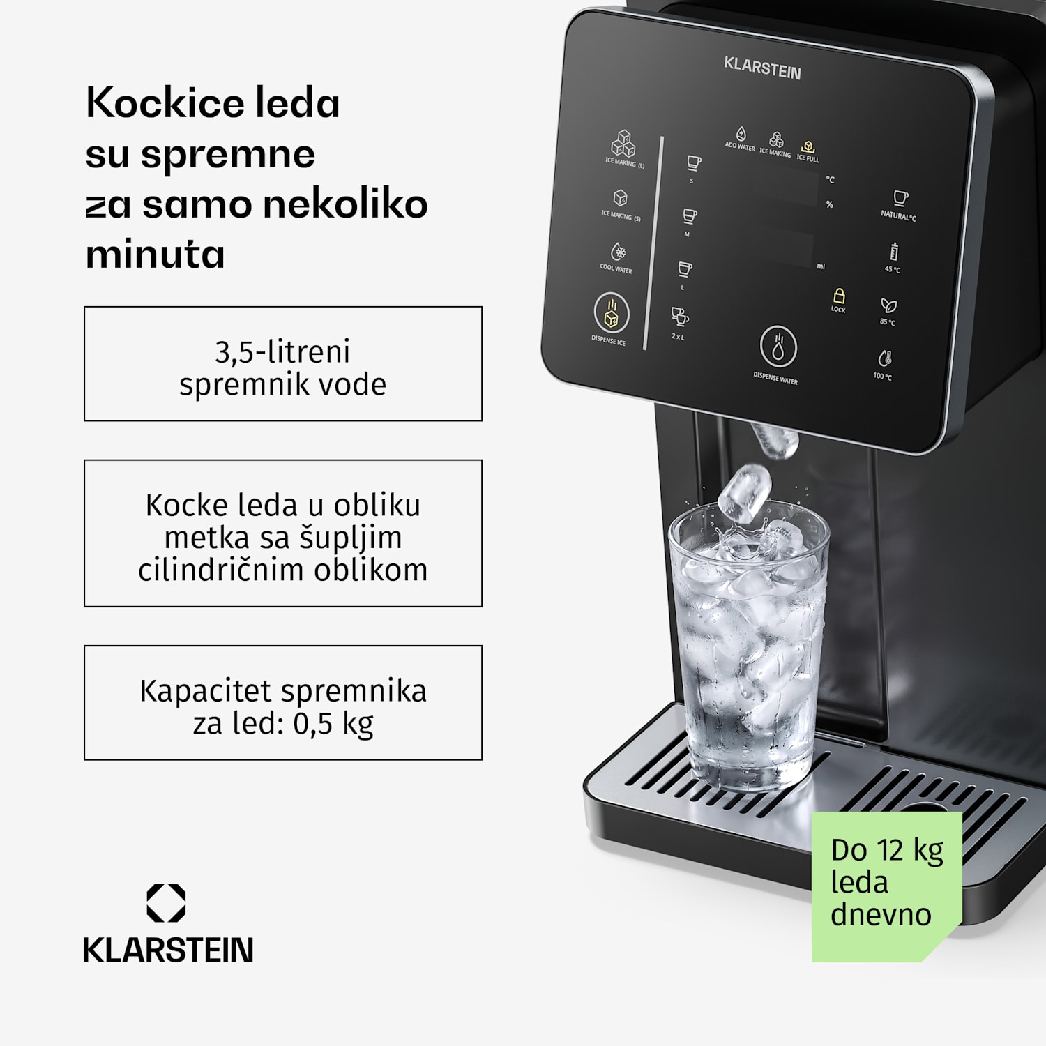 NeoChill ledomat s točionikom vode | 3,5 l | 12 kg leda u 24 sata | zaslon osjetljiv na dodir 