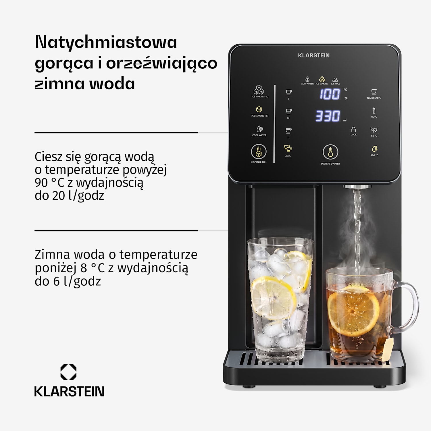Maszyna do kostek lodu NeoChill z dystrybutorem wody | 3,5 l | 12 kg lodu w ciągu 24 godzin | Ekran dotykowy 