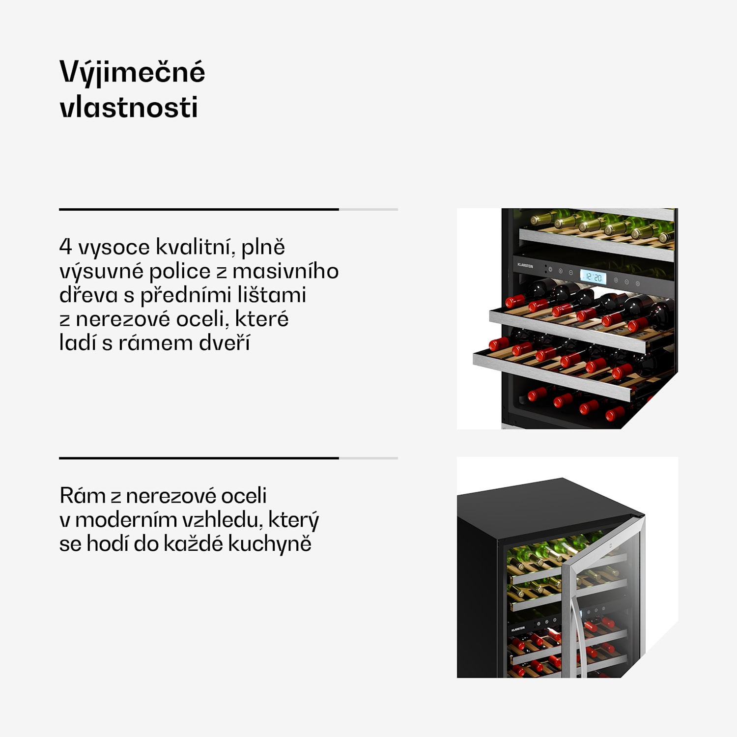 Chladnička na víno VeroSteel | 2-zónová | 129 litrů | 43 lahví | 60 cm Stříbrná