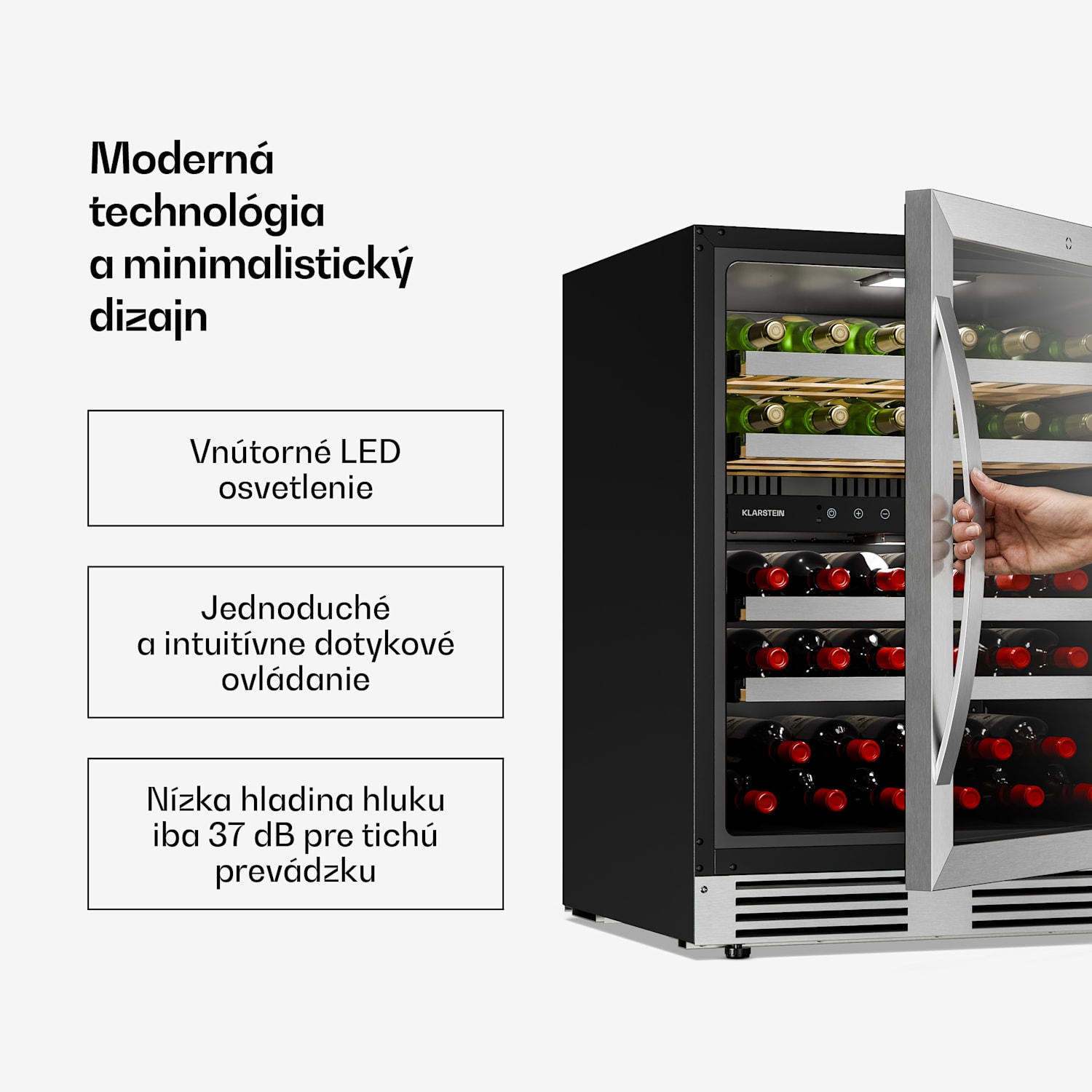 VeroSteel podpultová chladnička na víno | 2-zónová | 129 litrov | 43 fliaš | 60 cm Strieborná
