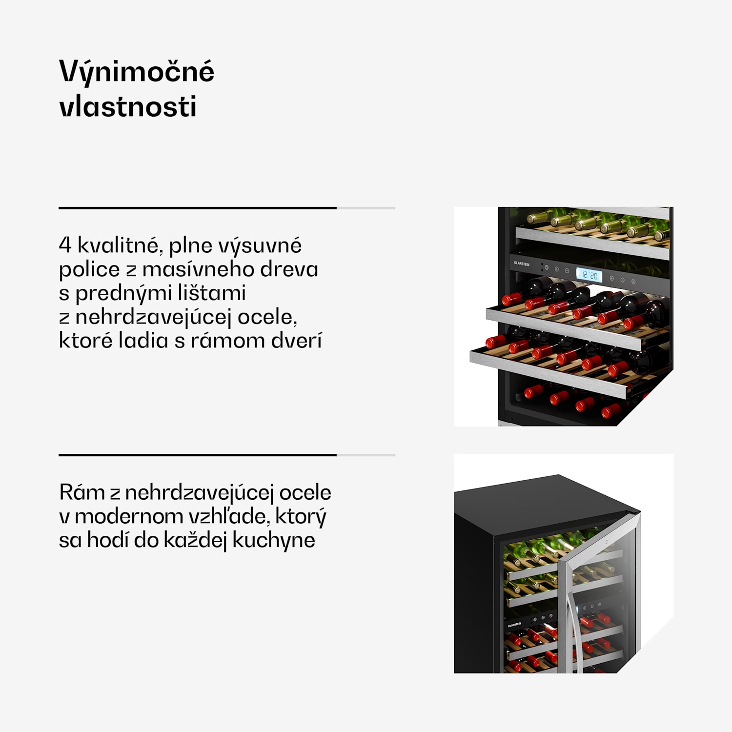 VeroSteel podpultová chladnička na víno | 2-zónová | 129 litrov | 43 fliaš | 60 cm Strieborná