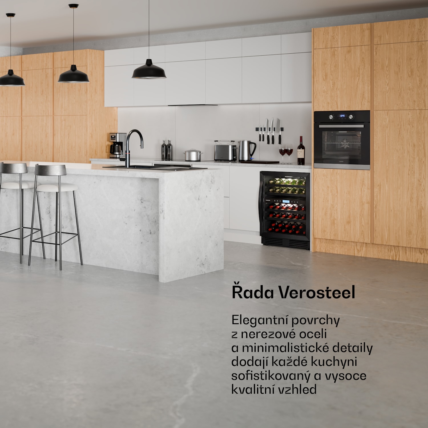 Chladnička na víno VeroSteel | 2-zónová | 129 litrů | 43 lahví | 60 cm Černá