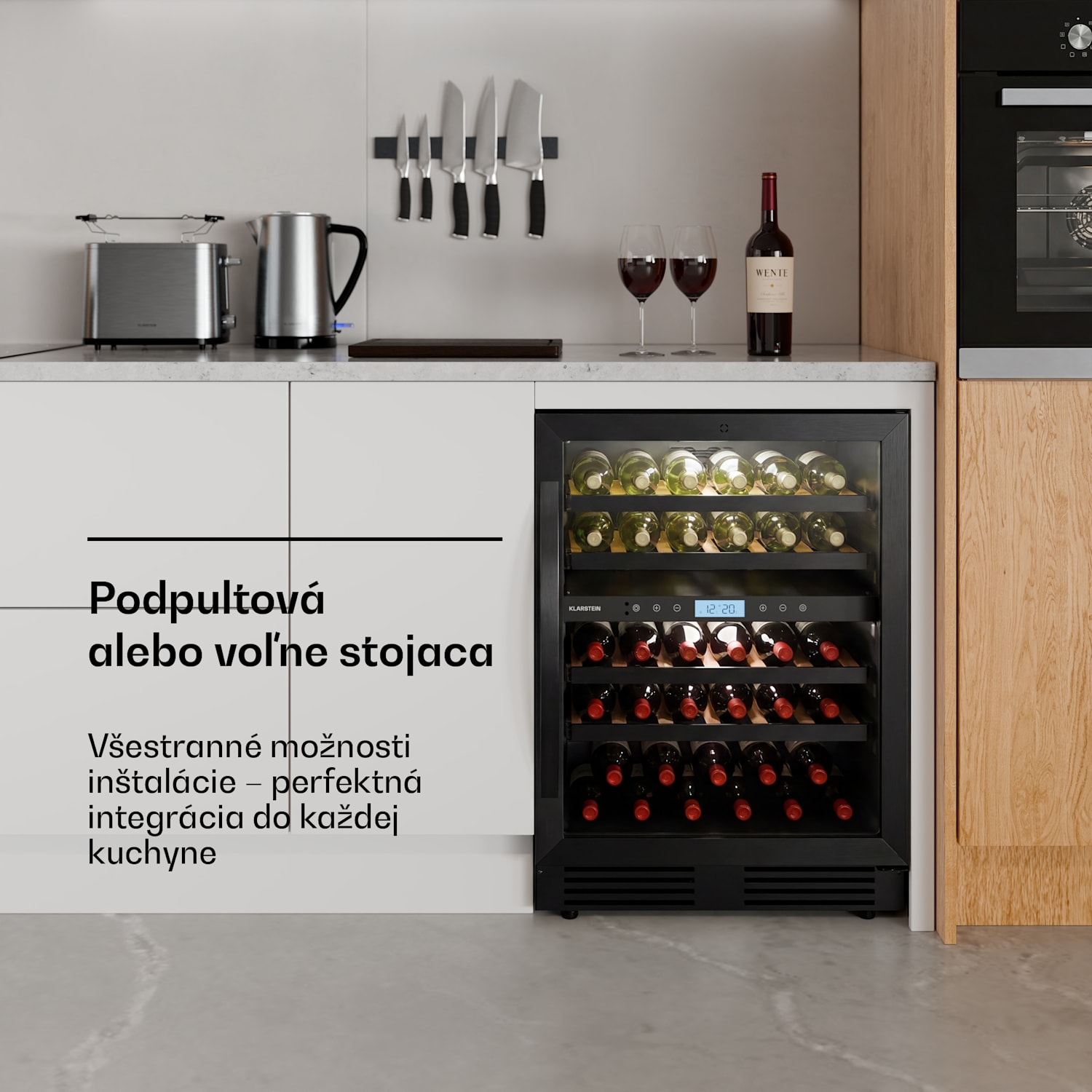 VeroSteel podpultová chladnička na víno | 2-zónová | 129 litrov | 43 fliaš | 60 cm Čierna