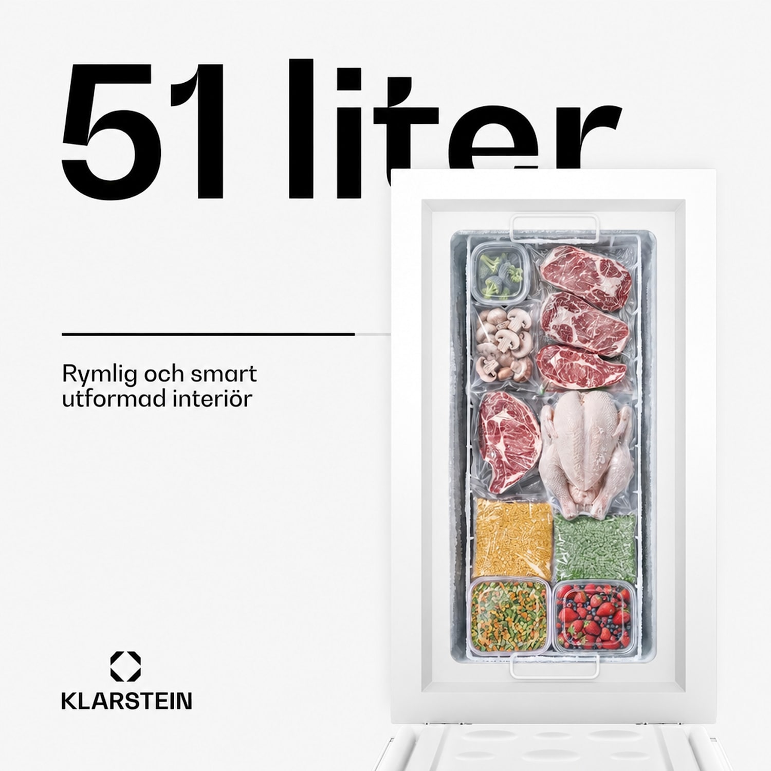 Iceblokk frysbox | 51 l | 85 cm | -18°C till -22°C | 4 stjärnor | Silver 51 L | Silver
